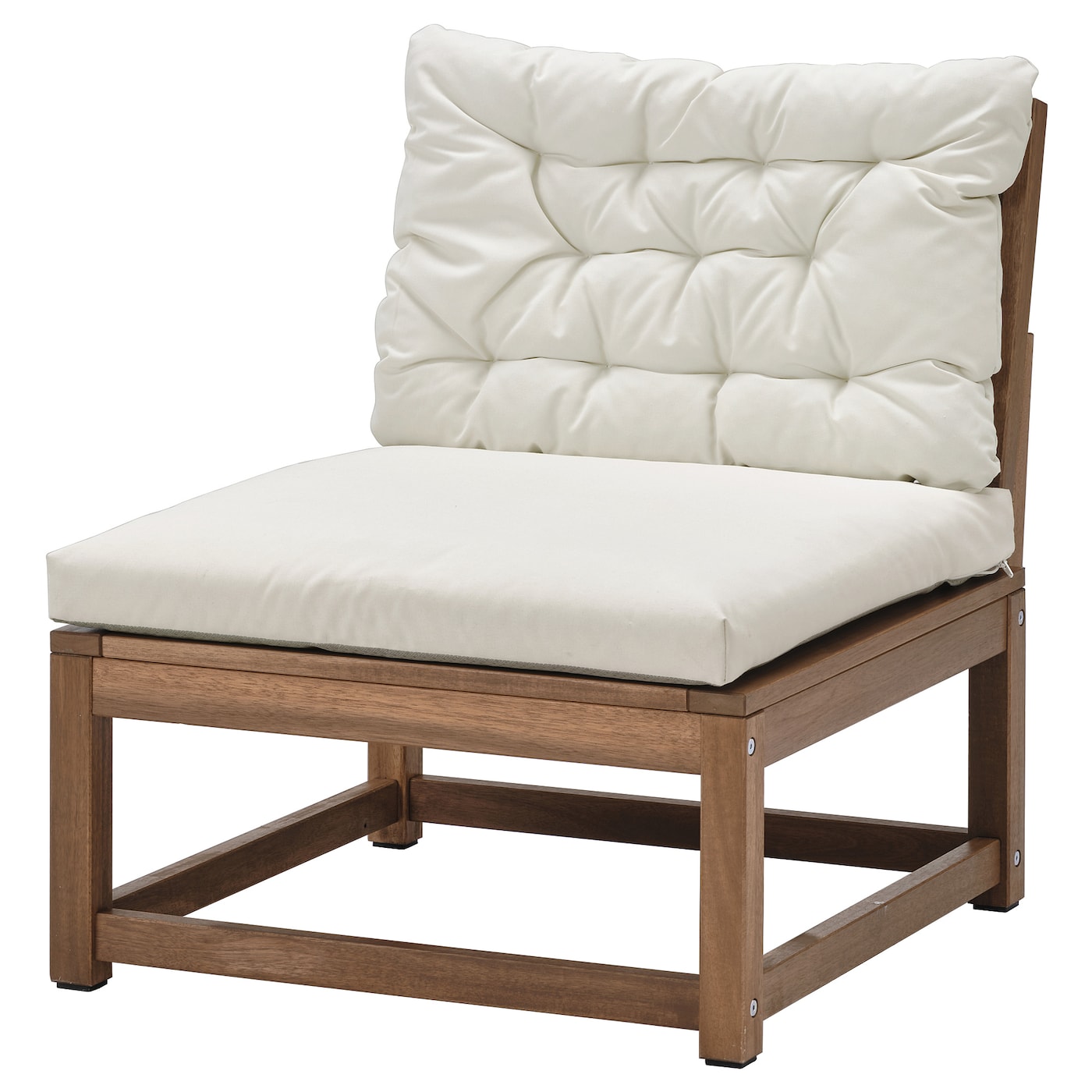 IKEA NÄMMARÖ fotel ogrodowy, bejca jasnobrązowa/Kuddarna jasny szarobeżowy, Szerokość: 63 cm