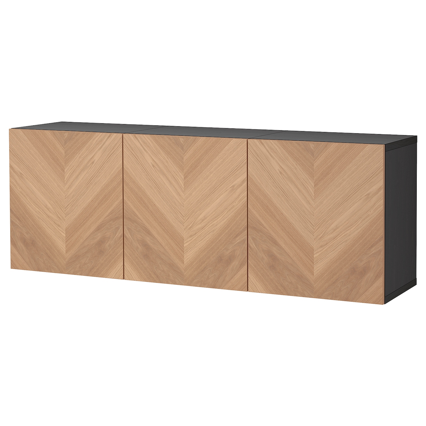IKEA BESTÅ kombinacja szafek ściennych, czarnybrąz Hedeviken/okl dęb, 180x42x64 cm