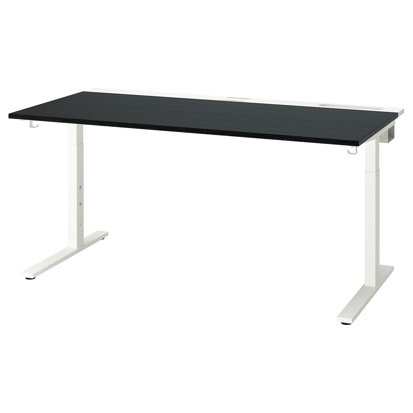 IKEA MITTZON biurko, okl jesionowa bejcowana na czarno biały, 160x80 cm
