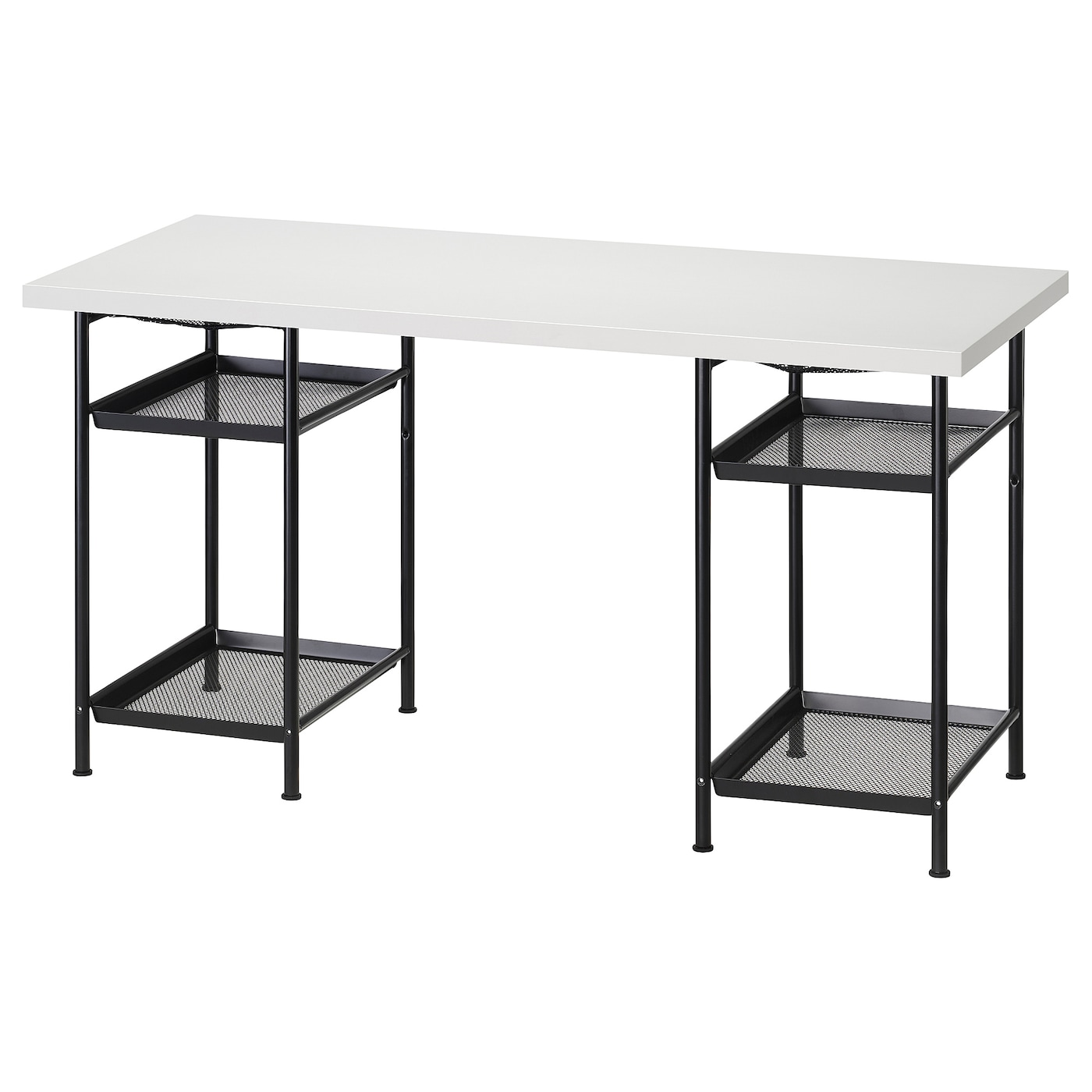 IKEA LAGKAPTEN / SPÄND biurko, biały/czarny, 140x60 cm