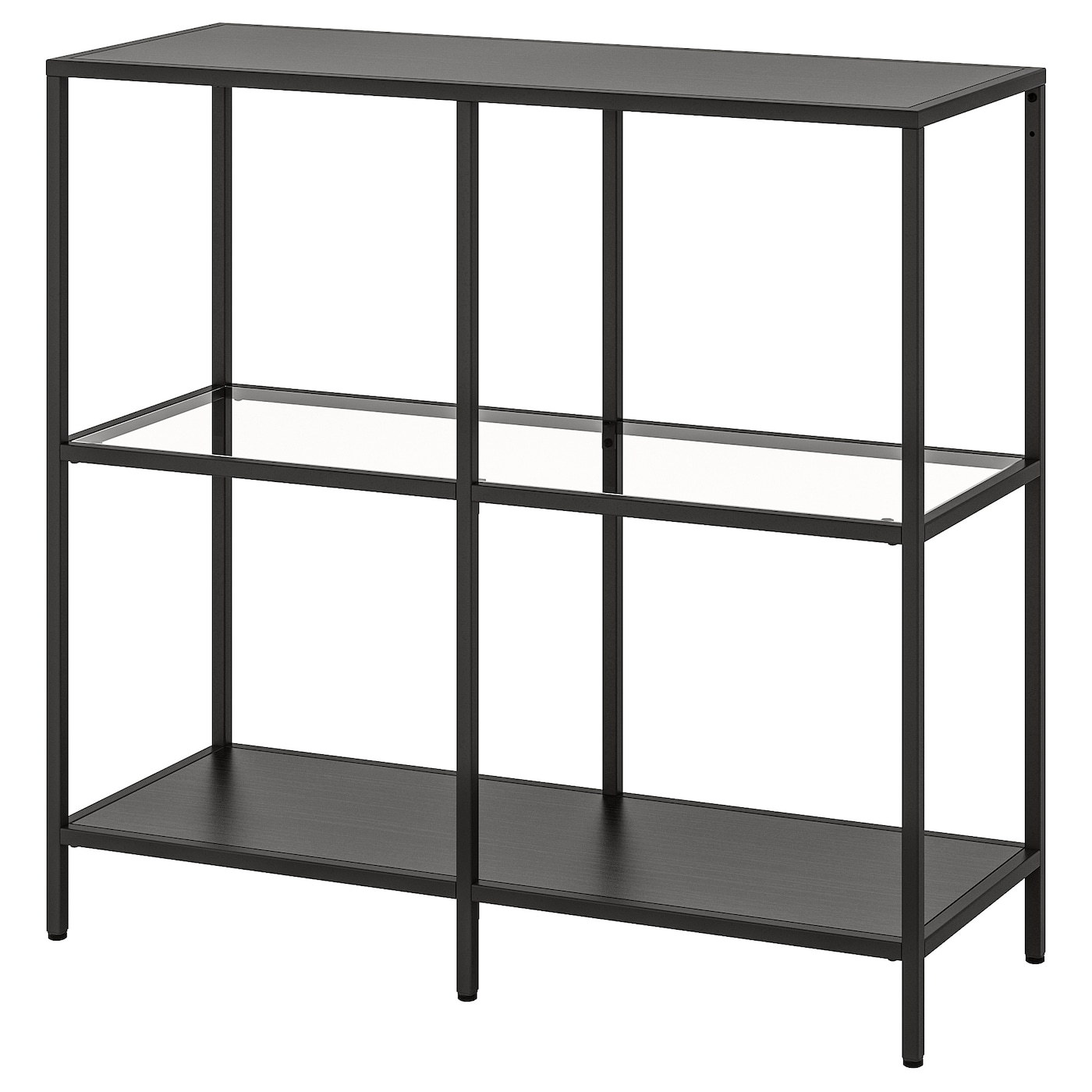 IKEA VITTSJÖ regał, czarnybrąz/szkło, 100x93 cm