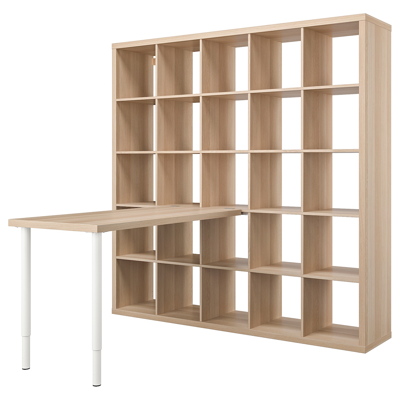 IKEA KALLAX / LAGKAPTEN biurko, biały/imitacja dębu bejcowanego na biało, 182x159x182 cm