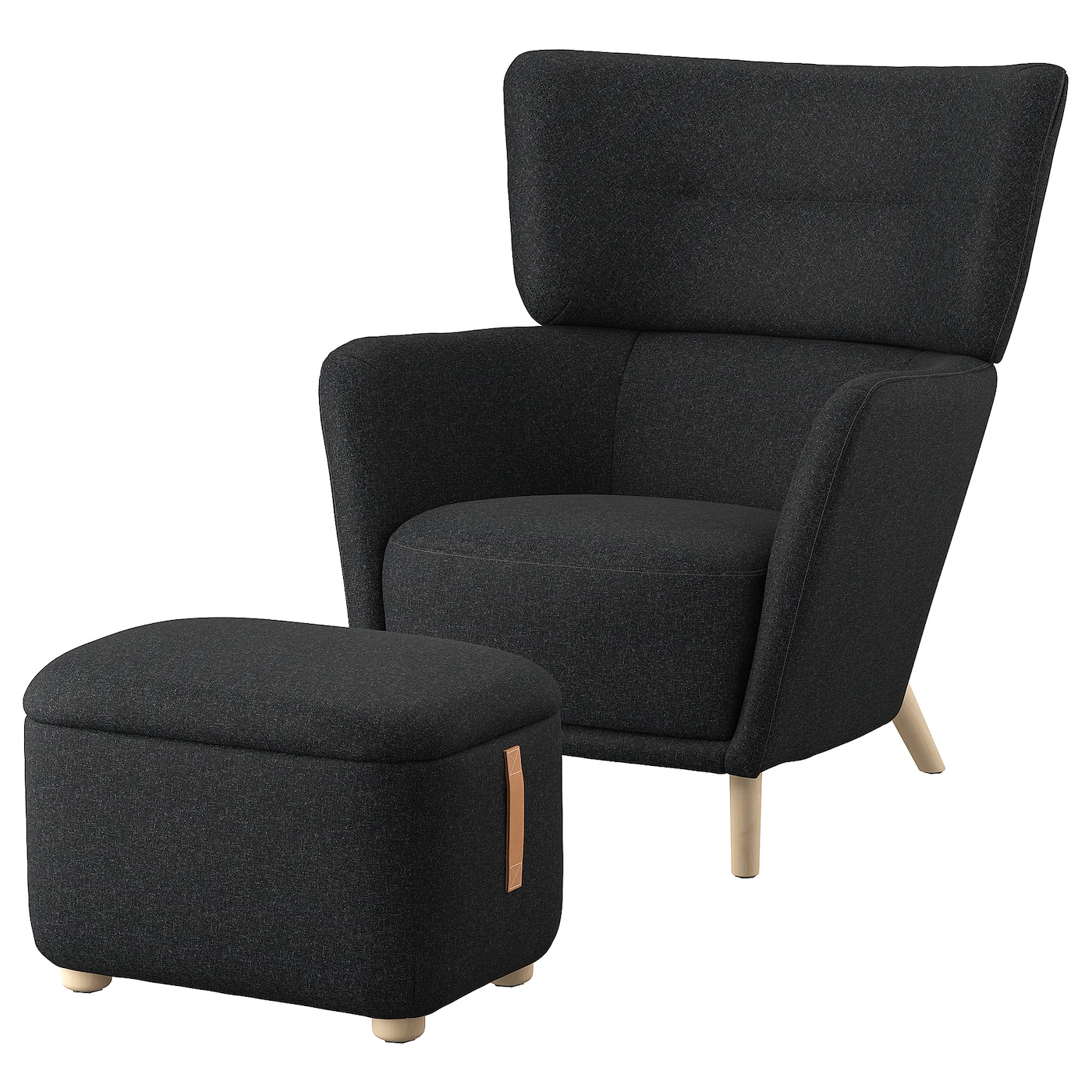IKEA OSKARSHAMN fotel uszak z podnóżkiem, Gunnared czarny/szary