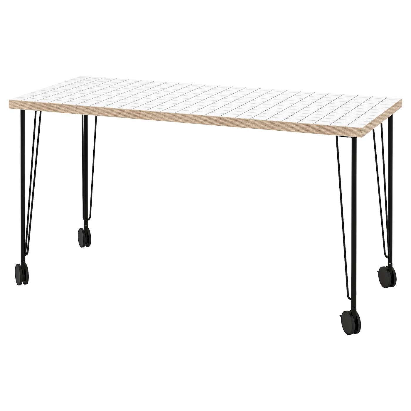 IKEA LAGKAPTEN / KRILLE biurko, biały antracyt/czarny, 140x60 cm