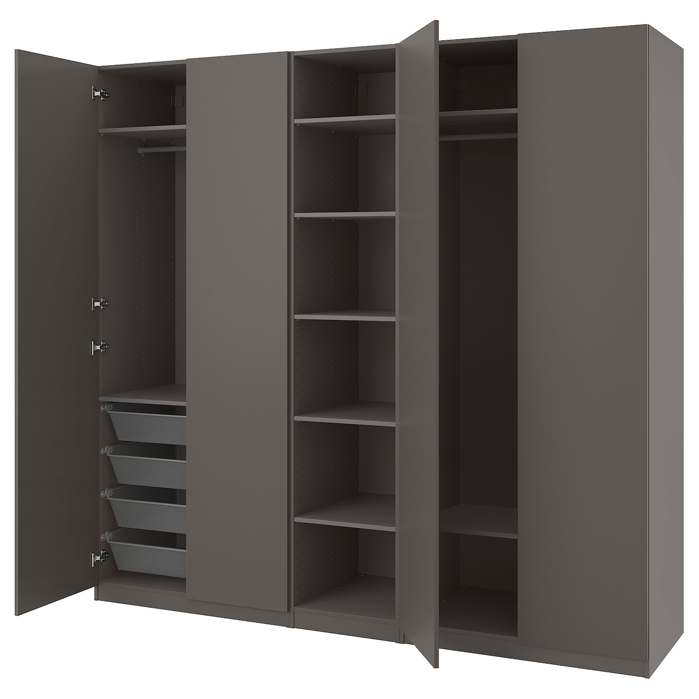 IKEA PAX / FORSAND szafa, ciemnoszary/ciemnoszary, 250x60x236 cm