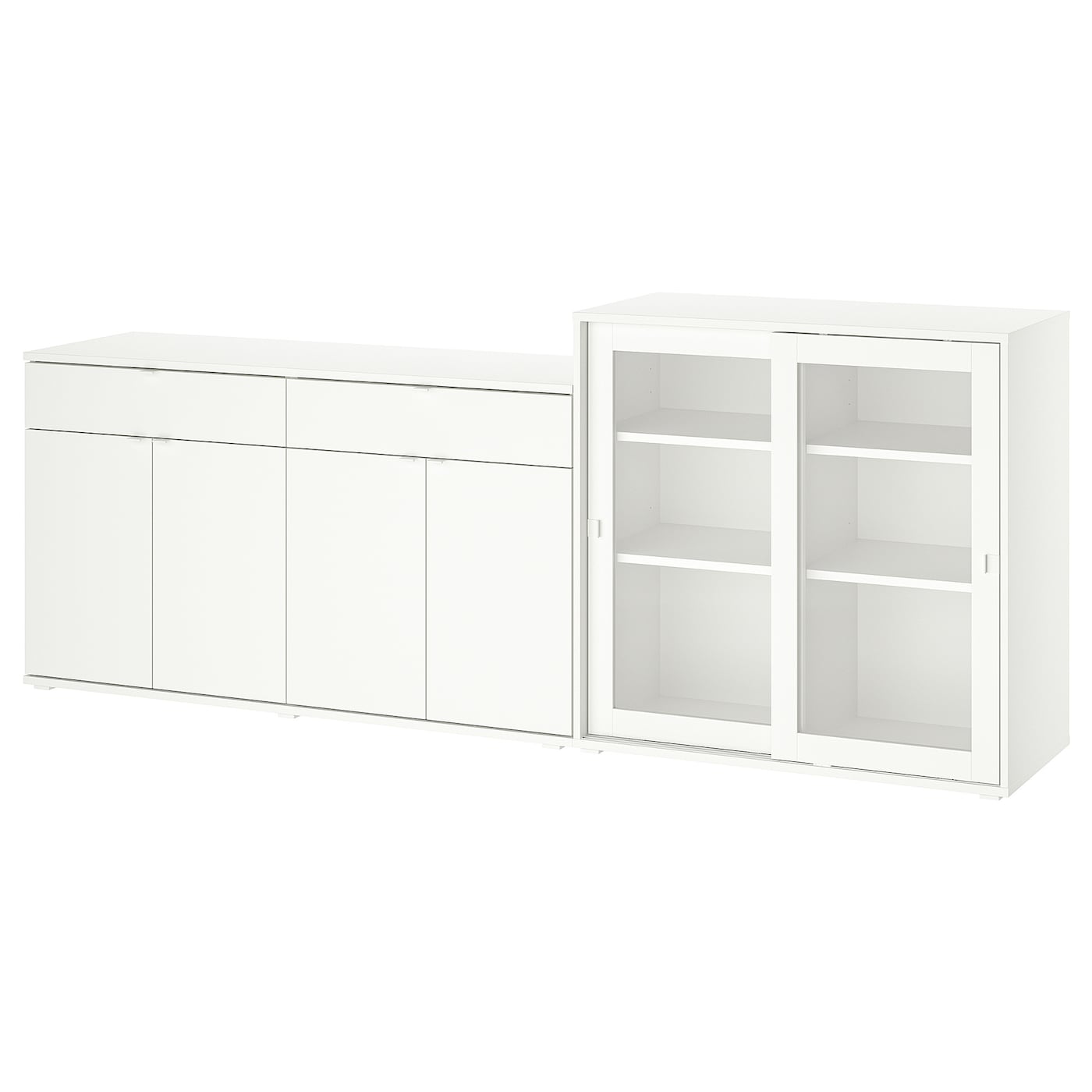 IKEA VIHALS regał/szklane drzwi, biały/szkło bezbarwne, 235x37x90 cm