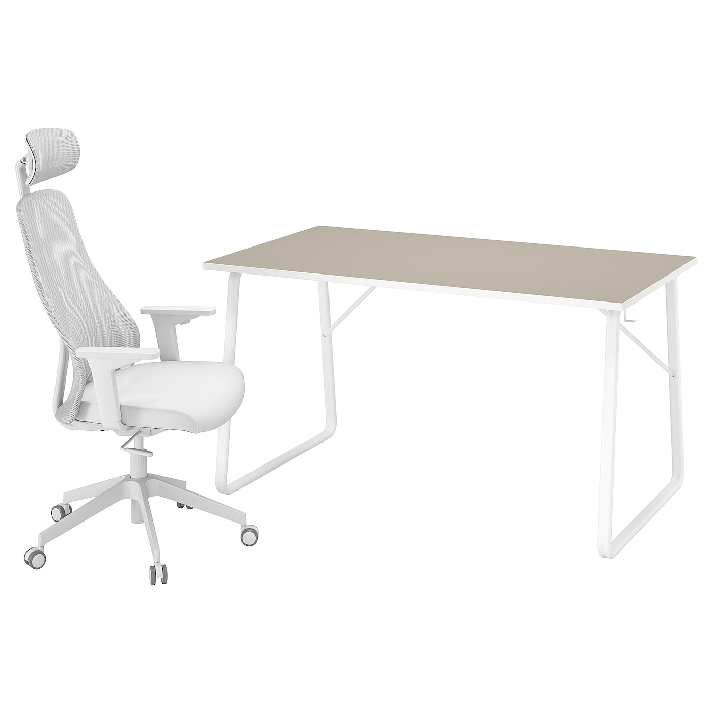 IKEA HUVUDSPELARE / MATCHSPEL biurko gamingowe i krzesło, beżowy/jasnoszary
