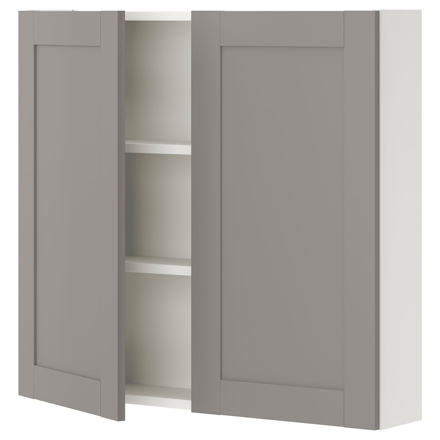 IKEA ENHET szafka wisząca 2 półki/drzwiczki, biały/szary rama, 80x17x75 cm