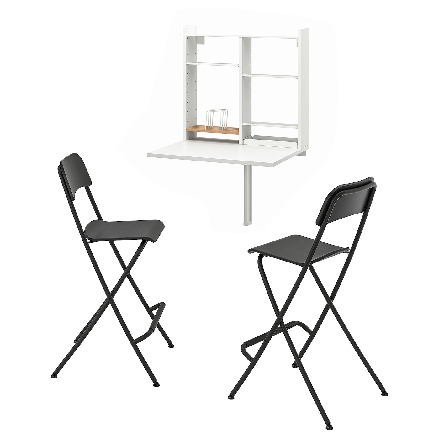 IKEA NORBERG / FRANKLIN stół i 2 krzesła, biały/czarny
