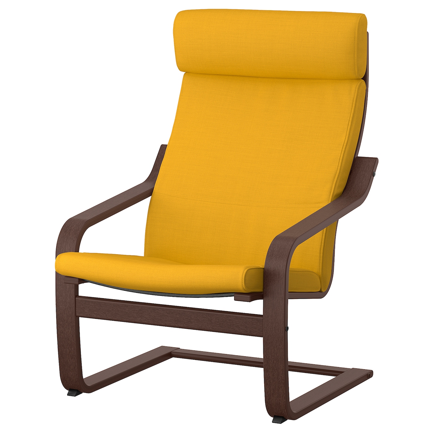 IKEA POÄNG fotel, brązowy/Skiftebo żółty, Szerokość: 68 cm