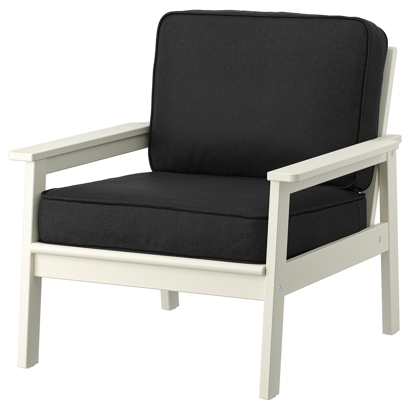 IKEA BONDHOLMEN fotel ogrodowy, biały/beżowy/Järpön/Duvholmen antracyt, Szerokość: 77 cm
