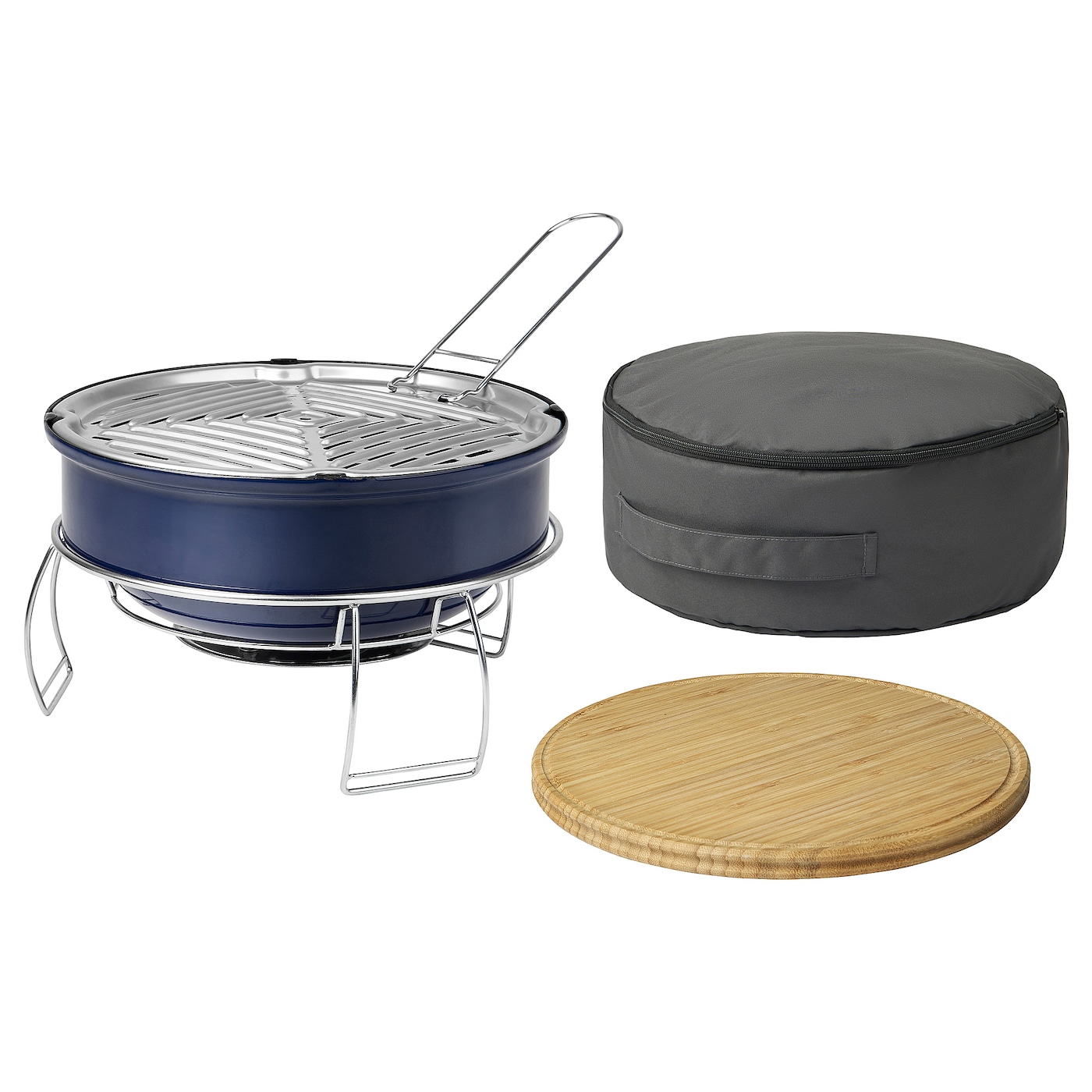 IKEA STRANDÖN grill, węgiel drzewny niebieski, Wysokość: 17 cm