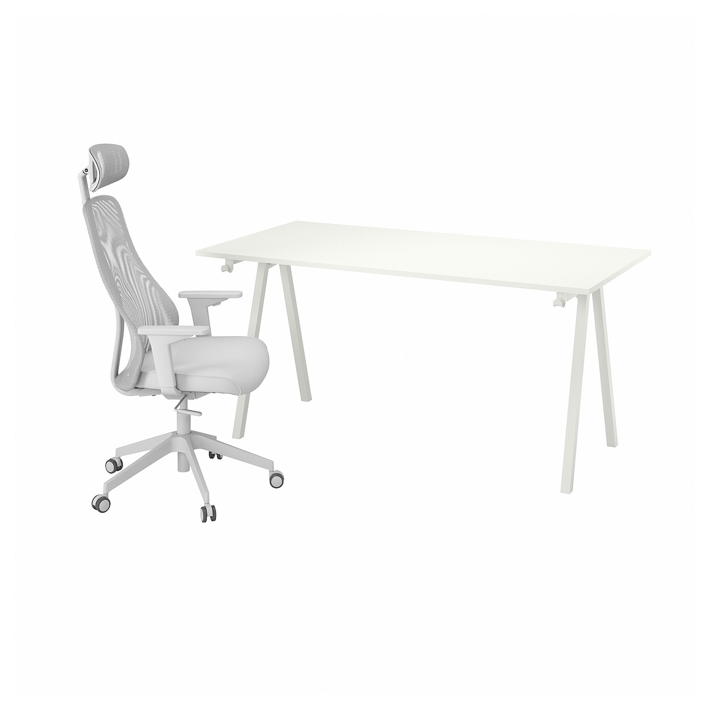 IKEA TROTTEN / MATCHSPEL biurko i krzesło, biały/jasnoszary
