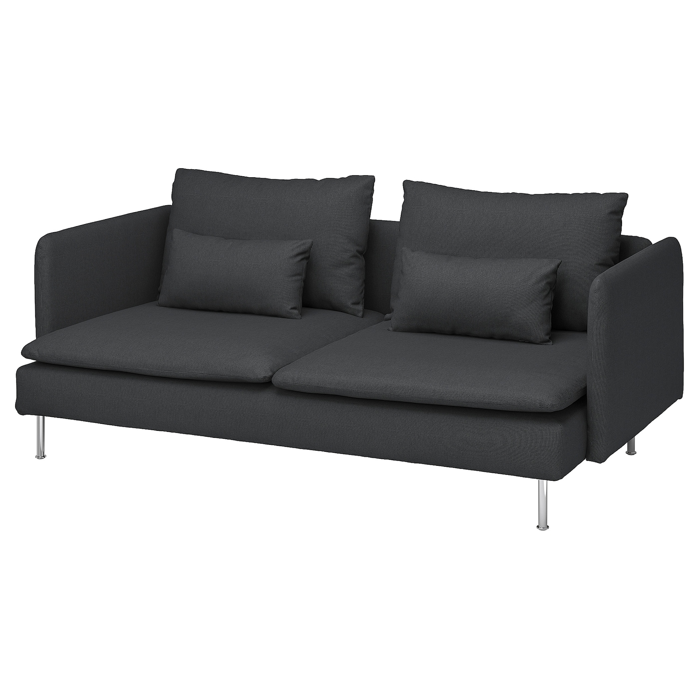IKEA SÖDERHAMN sofa 3-osobowa, Fridtuna ciemnoszary, Wysokość z poduchami oparcia: 83 cm