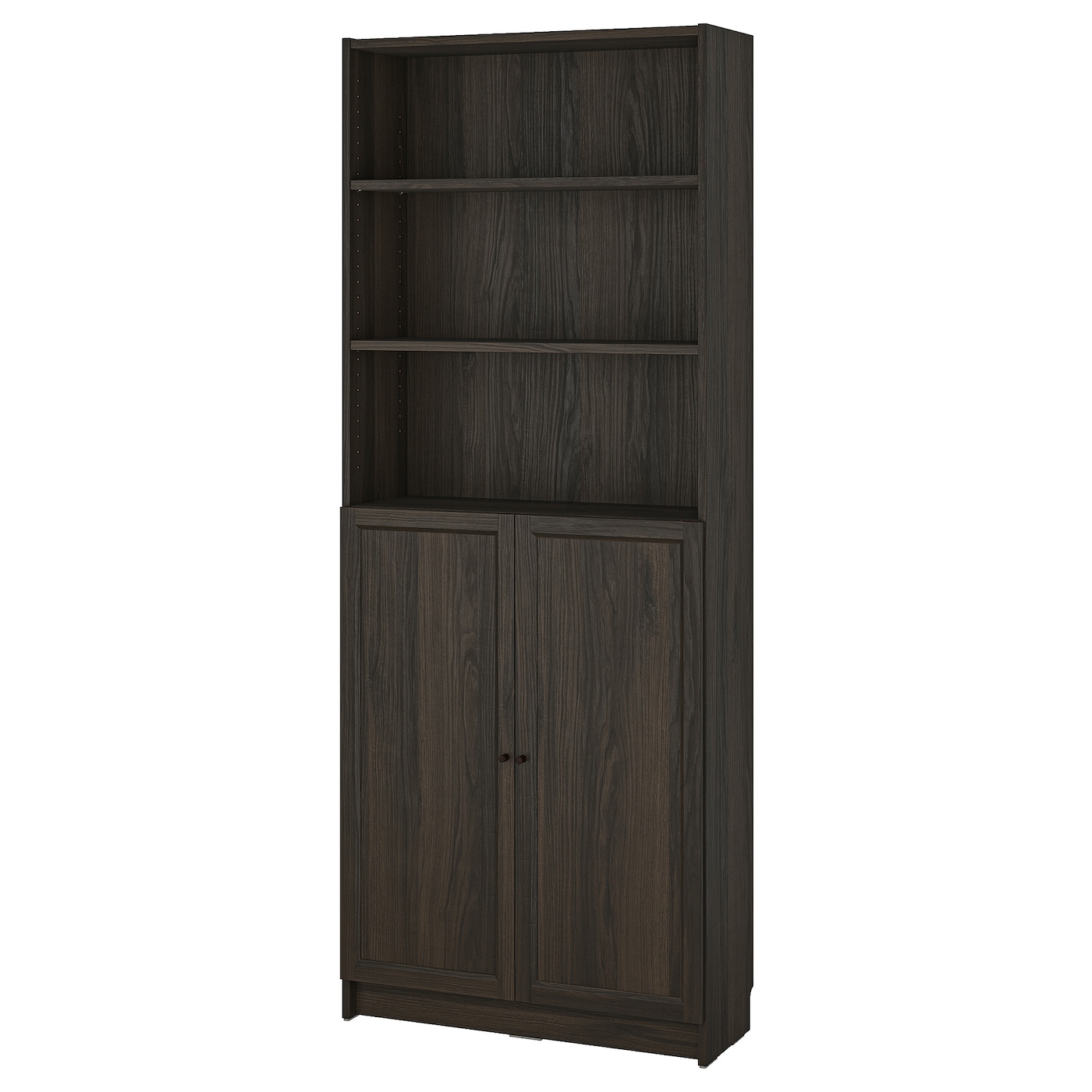 IKEA BILLY / OXBERG regał z drzwiami, ciemnobrązowy imit. dębu, 80x30x202 cm