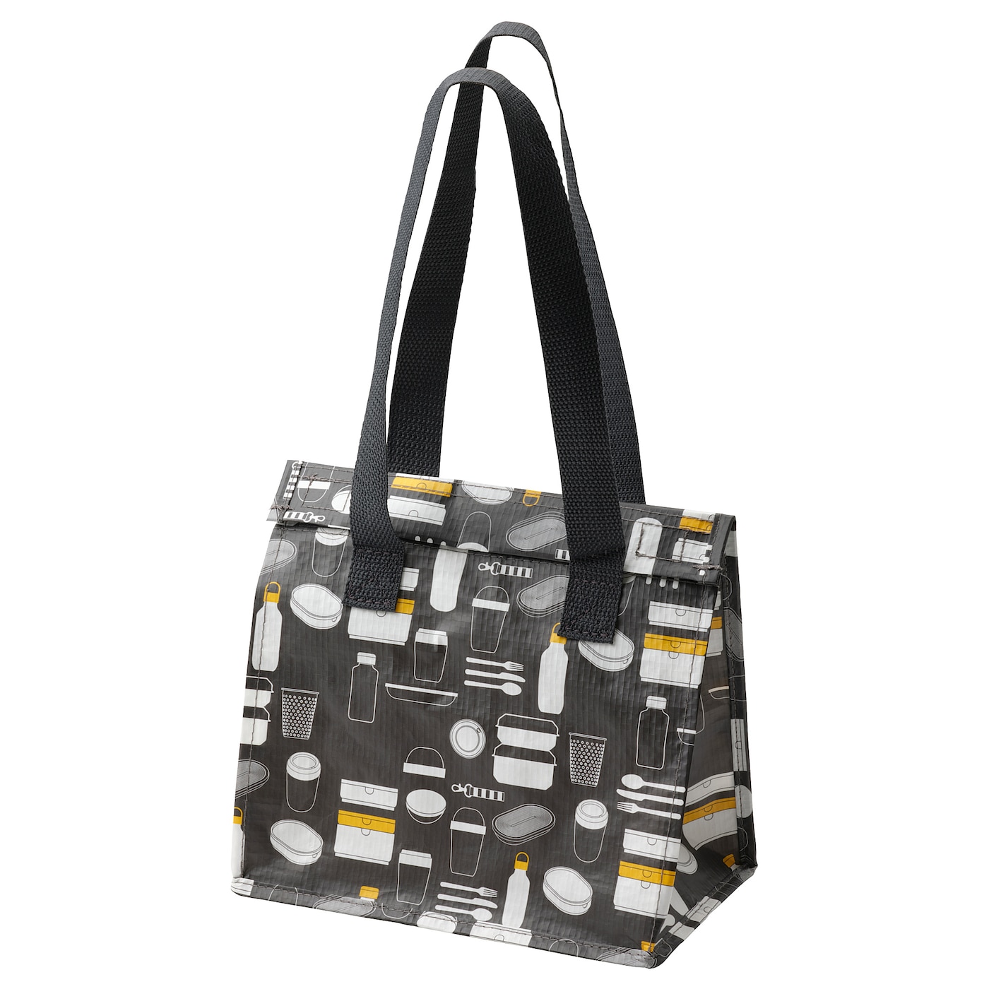 IKEA FLADDRIG torba na lunch, wzór szary, 25x16x27 cm