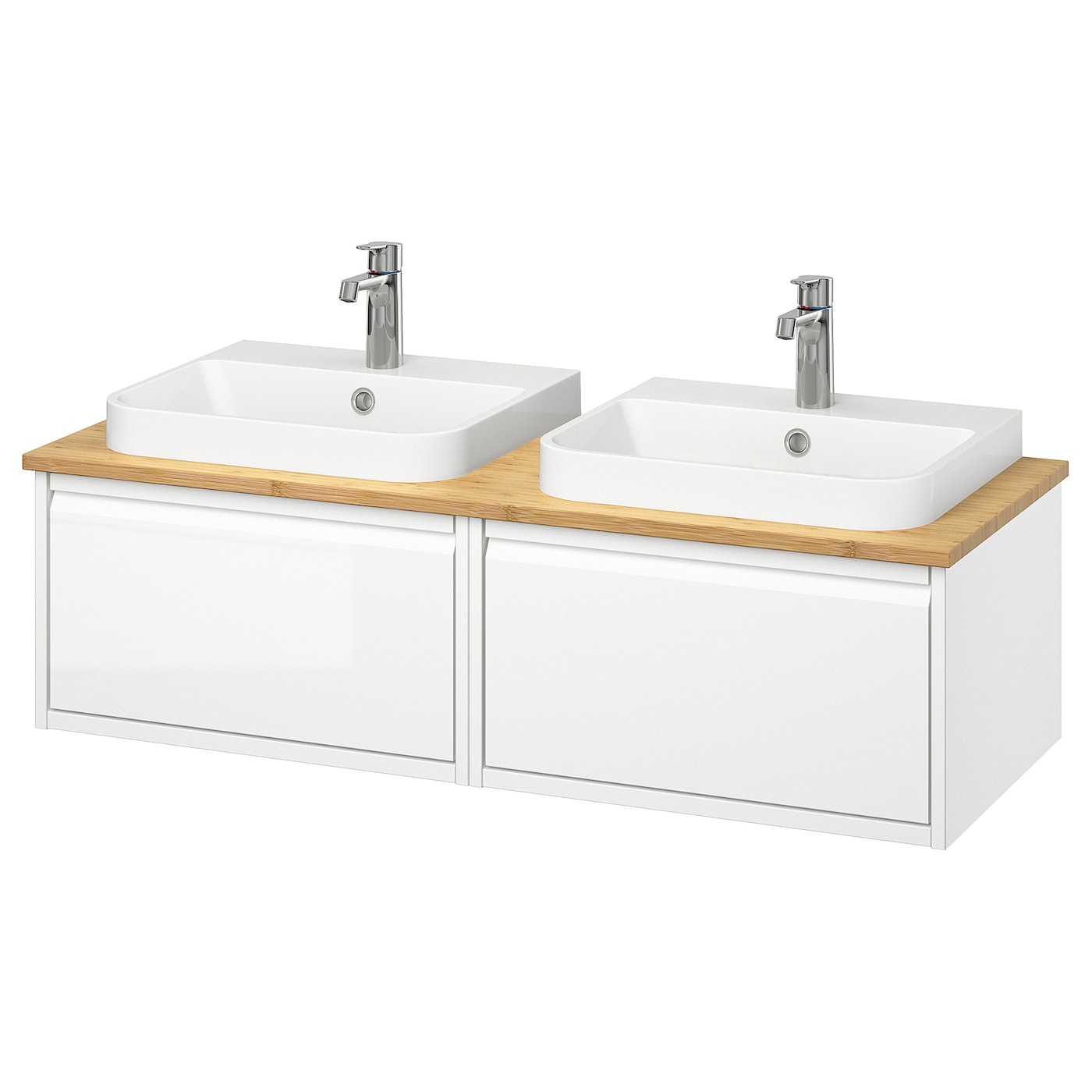 IKEA ÄNGSJÖN / BACKSJÖN szafka pod umyw/umywalki/baterie, połysk biały, 122x49x41 cm