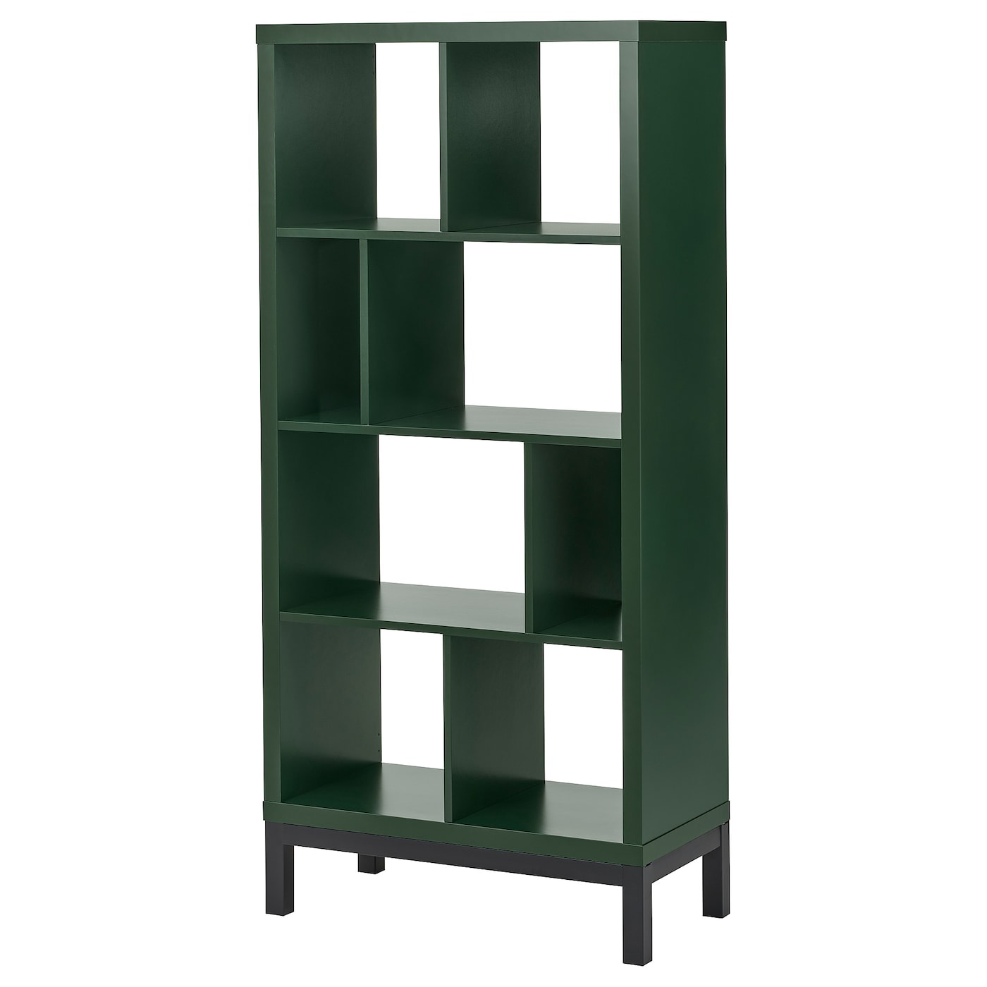 IKEA KALLAX regał z ramą nośną, ciemnozielony/czarny, 77x39x164 cm