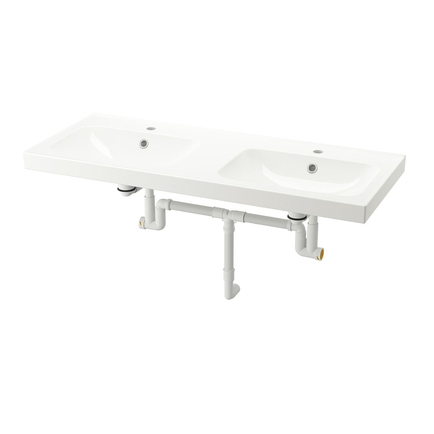 IKEA ORRSJÖN umywalka podwójna z syfonem, biały, 122x49 cm