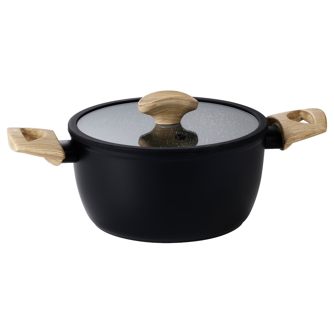 IKEA HUSKNUT garnek z pokrywką, powłoka zapobiegająca przywieraniu czarny, 2.7 l