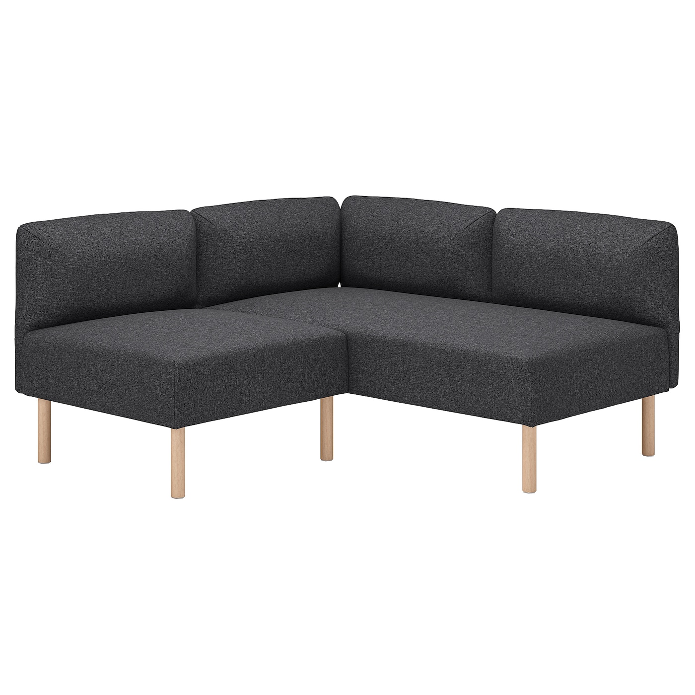 IKEA LILLEHEM modułowa sofa narożna, 2-osobowa, Gunnared ciemnoszary/drewno, Głębokość: 76 cm