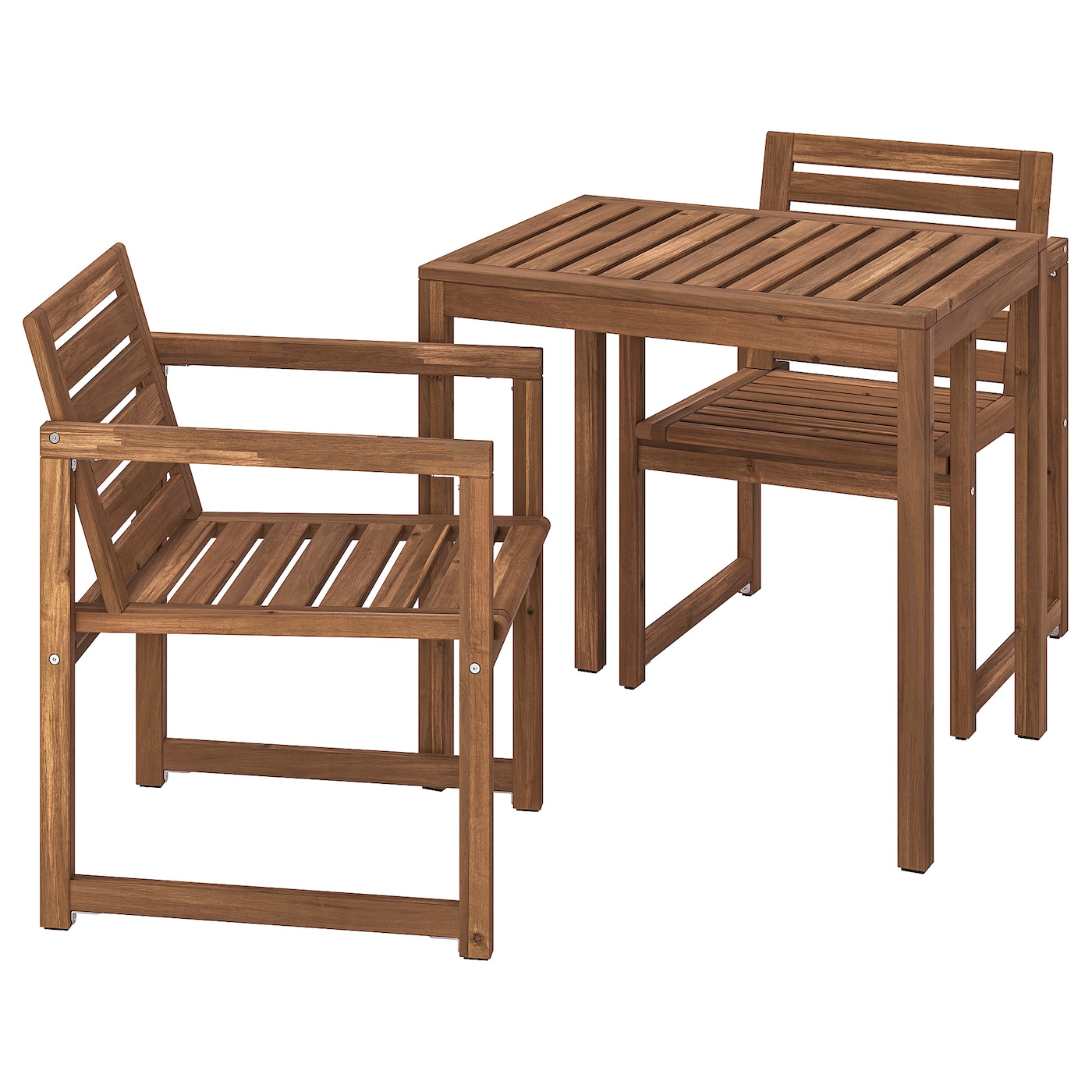 IKEA NÄMMARÖ stół + 2 krzesła z podł, ogrodowe, Nämmarö bejca jasnobrązowa, 75 cm