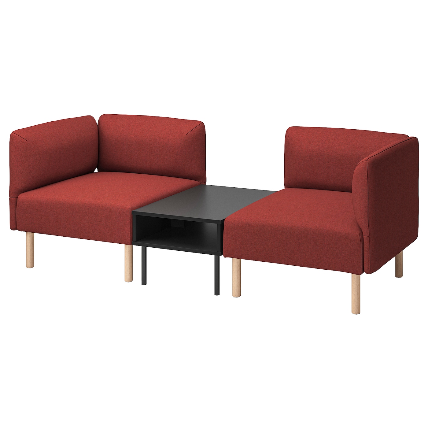 IKEA LILLEHEM 2-os sofa moduł ze stolik bocznym, Gunnared/brązowoczerwony drewno, Szerokość: 202 cm