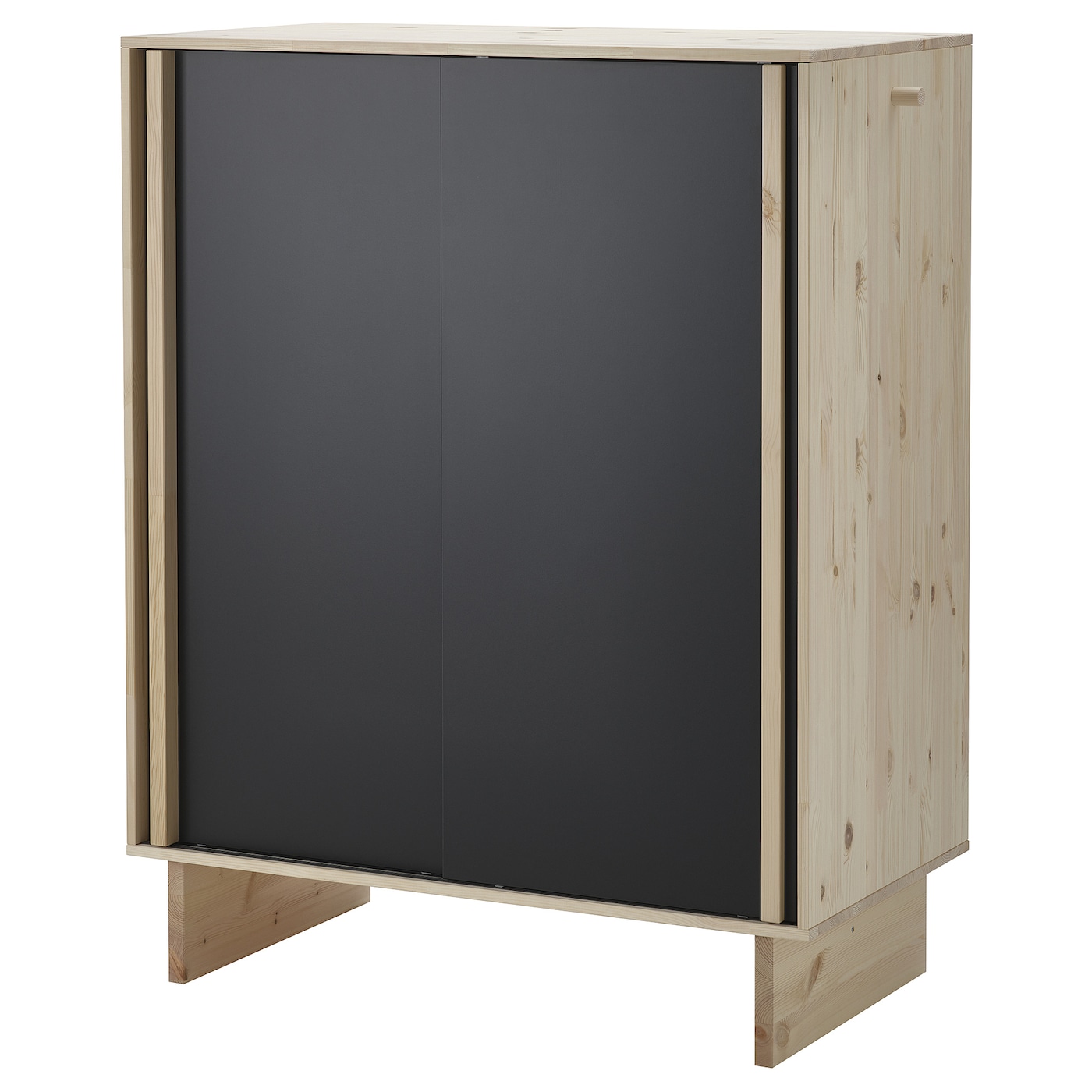 IKEA GLAMBERGET szafa z 3 drzwi przesuwnych, sosna/czarny, 117x63x150 cm