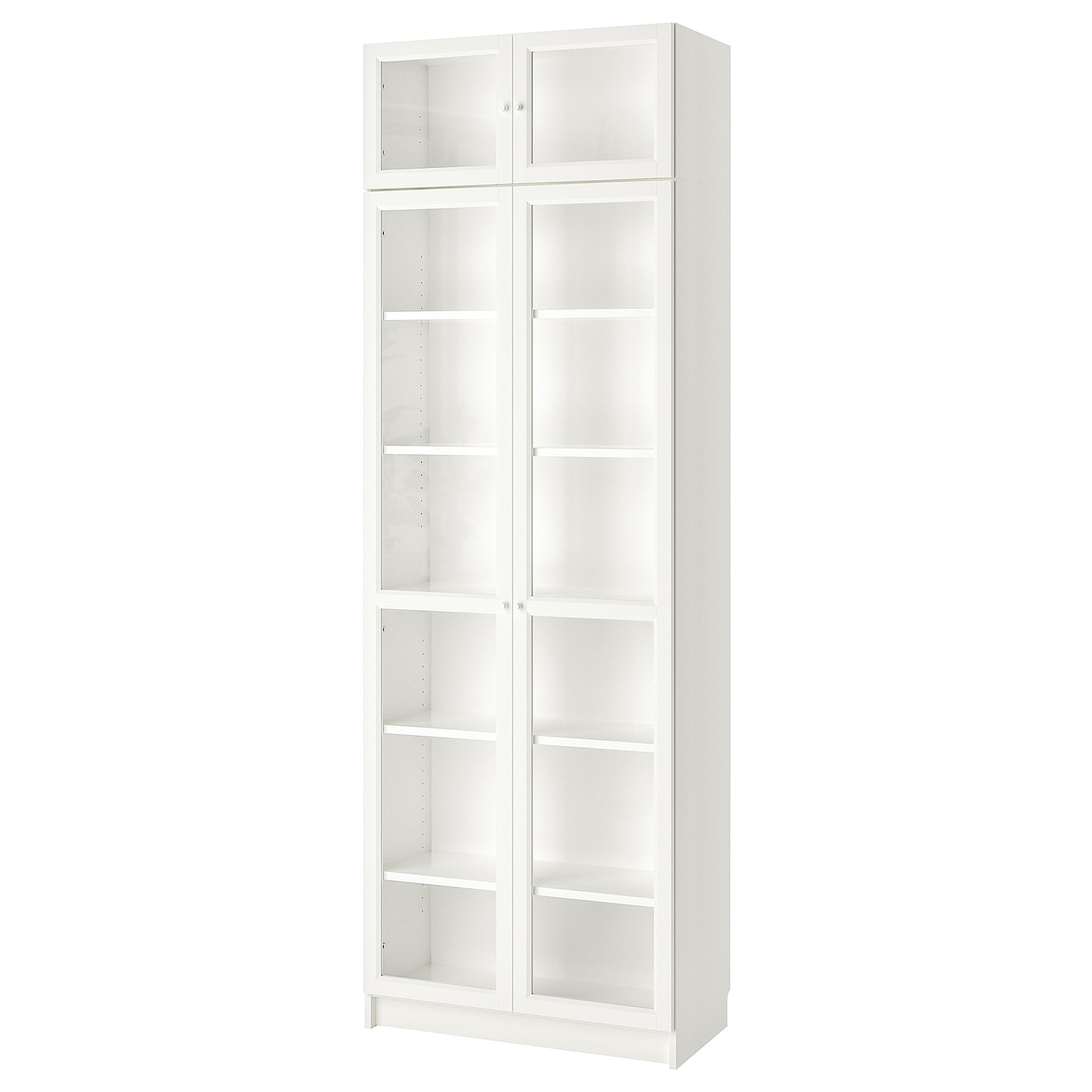 IKEA BILLY / OXBERG regał na książki z nadstawką/drzwi, biały/szkło, 80x41x237 cm