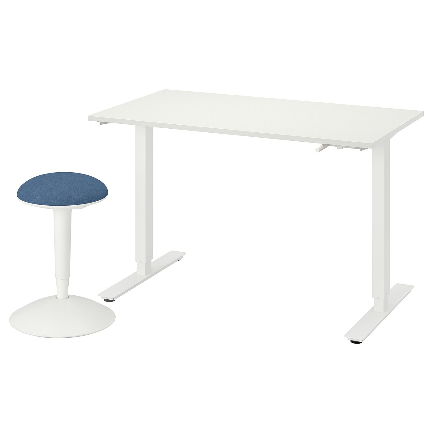 IKEA TROTTEN / NILSERIK taboret do siedzenia/stania, biały/granatowy