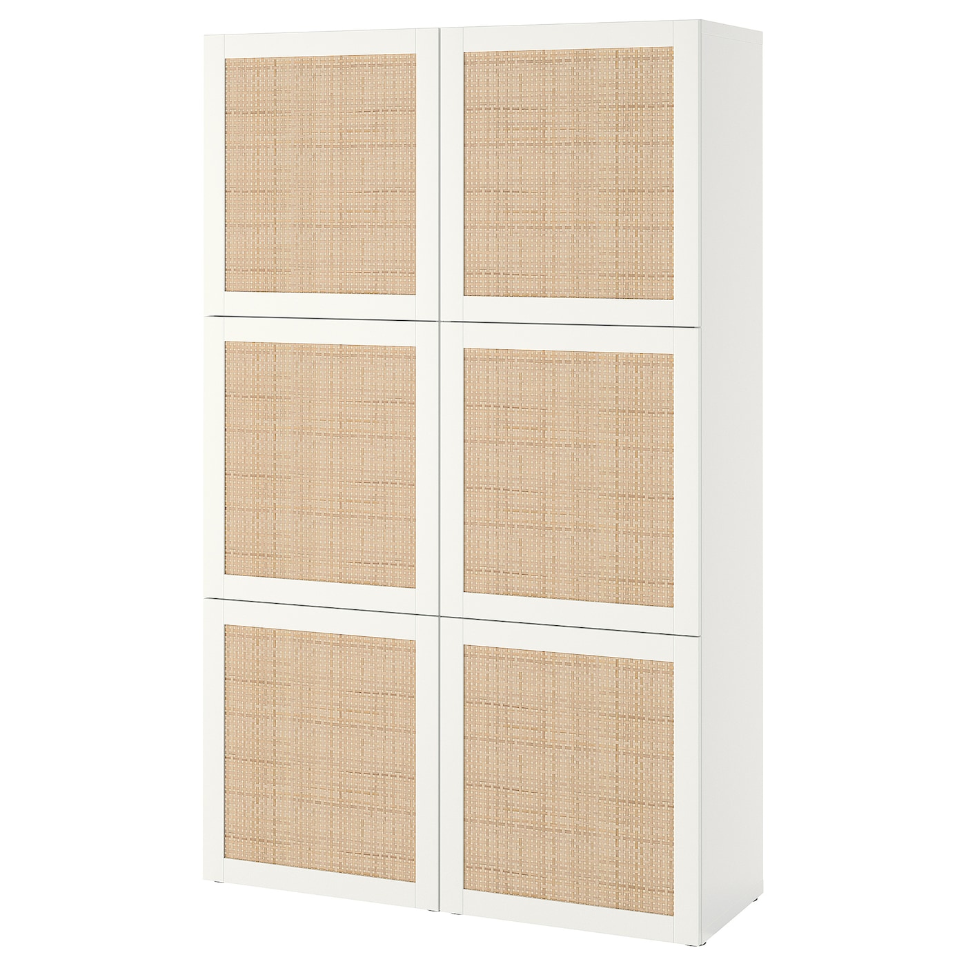 IKEA BESTÅ kombinacja z drzwiami, biały Studsviken/biały wyplatana topola, 120x42x193 cm