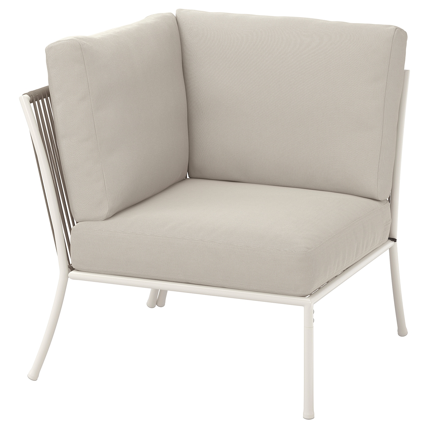 IKEA SEGERÖN narożnik z poduszką, zewnętrzne biały/beżowy/Frösön/Duvholmen beżowy, Szerokość: 76 cm