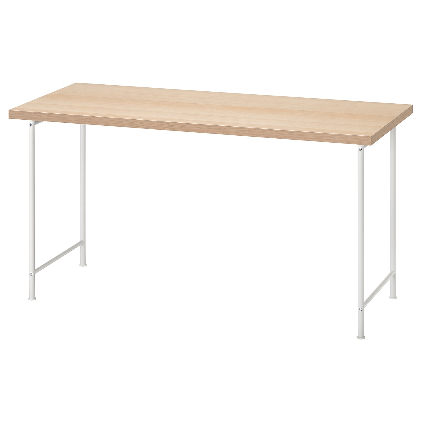 IKEA LAGKAPTEN / SPÄND biurko, imitacja dębu bejcowanego na biało/biały, 140x60 cm