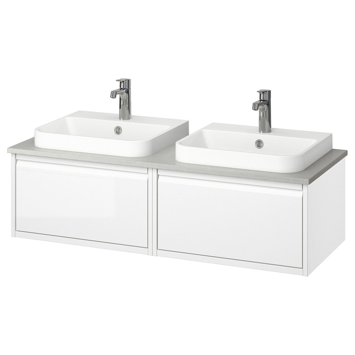 IKEA ÄNGSJÖN / BACKSJÖN szafka pod umyw/umywalki/baterie, połysk biały, 122x49x41 cm