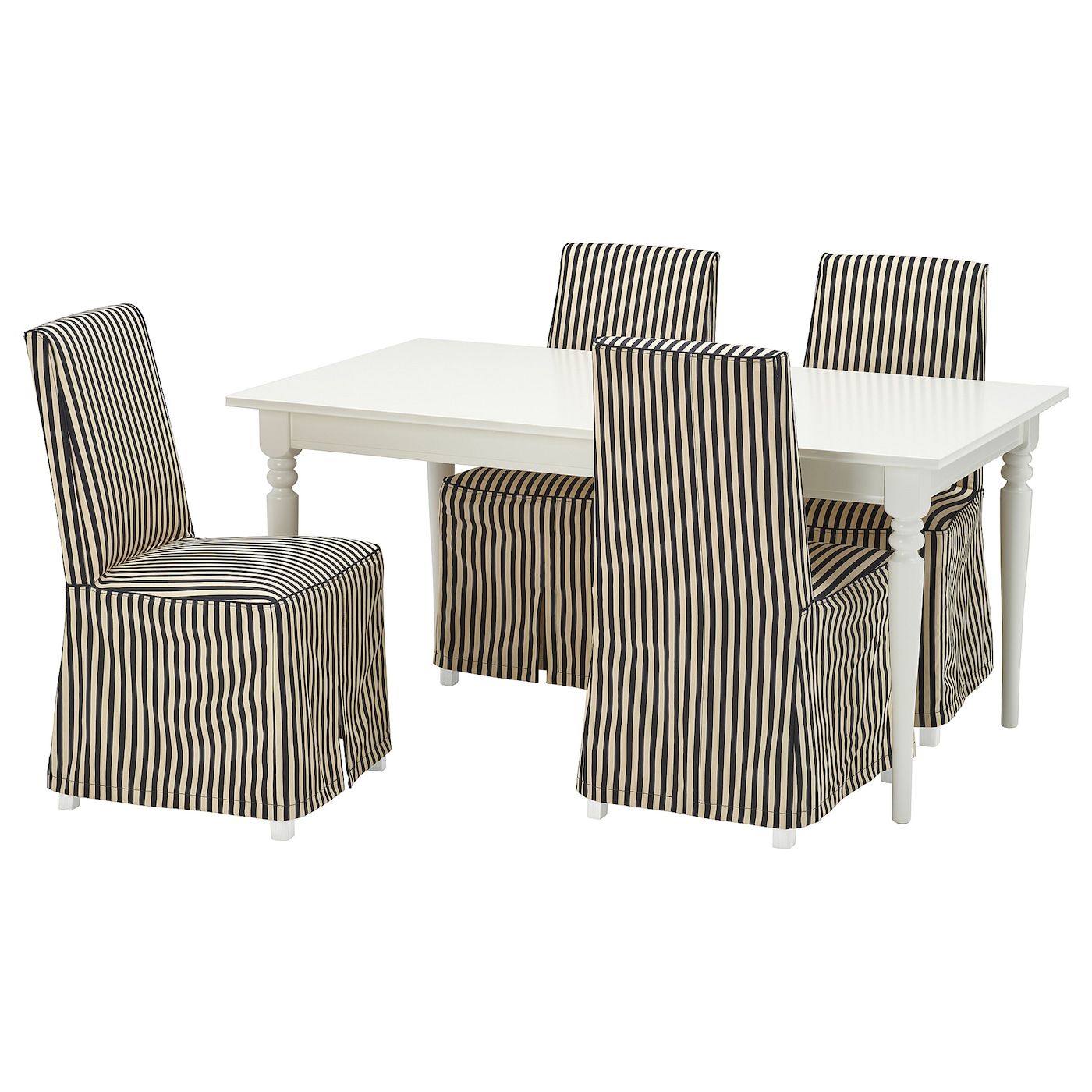IKEA INGATORP / BERGMUND stół i 4 krzesła, biały/biały czarny/biały, 155/215 cm