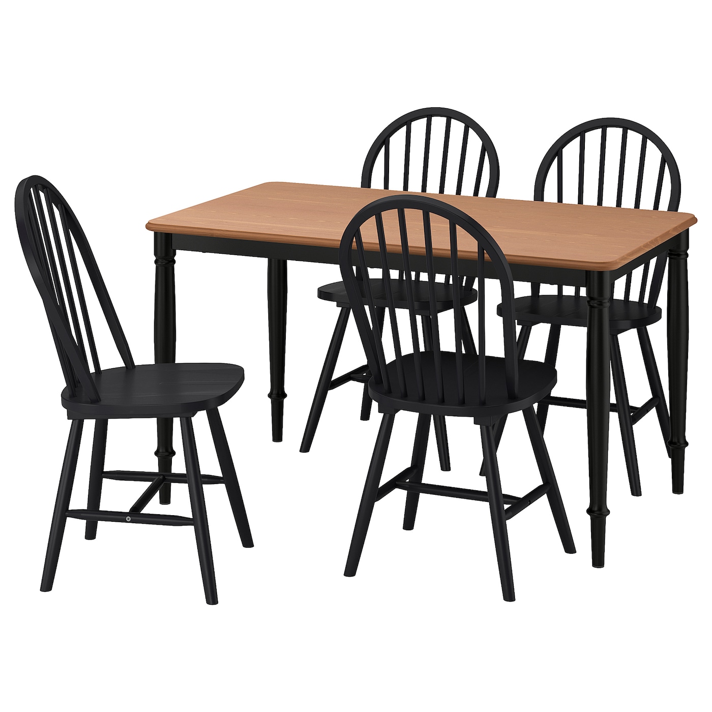 IKEA DANDERYD / SKOGSTA stół i 4 krzesła, sosna czarny/czarny, 130 cm