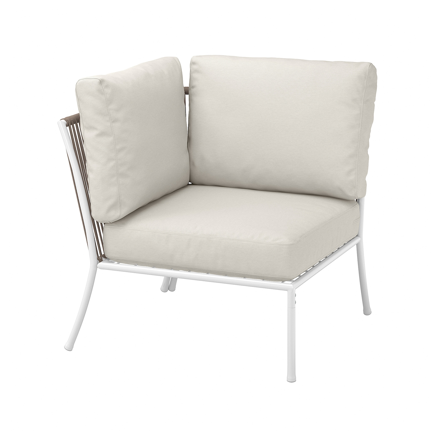 IKEA SEGERÖN narożnik z poduszką, zewnętrzne biały/beżowy/Frösön/Duvholmen beżowy, Szerokość: 76 cm