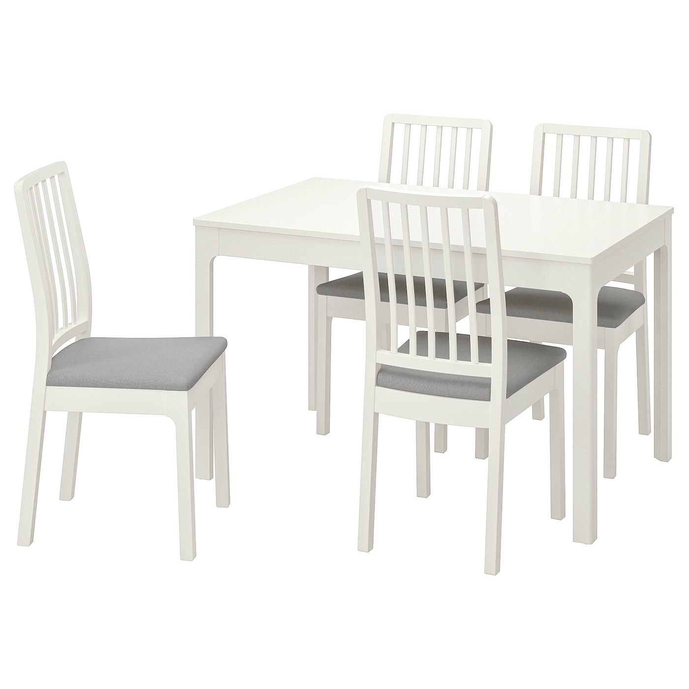 IKEA EKEDALEN / EKEDALEN stół i 4 krzesła, biały/Orrsta jasnoszary, 120/180 cm