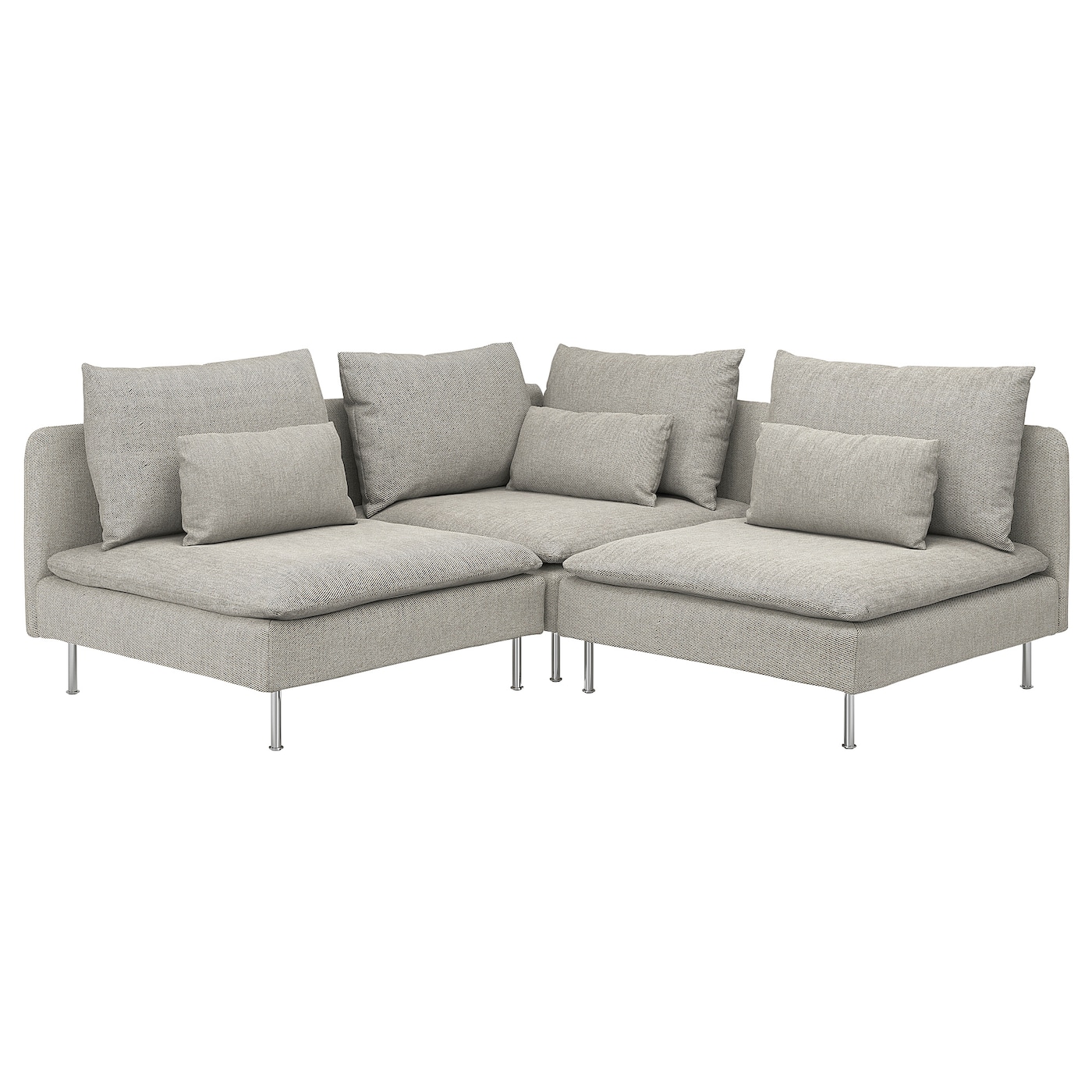 IKEA SÖDERHAMN sofa narożna 3-osobowa, Viarp beż/brąz, Wysokość z poduchami oparcia: 83 cm