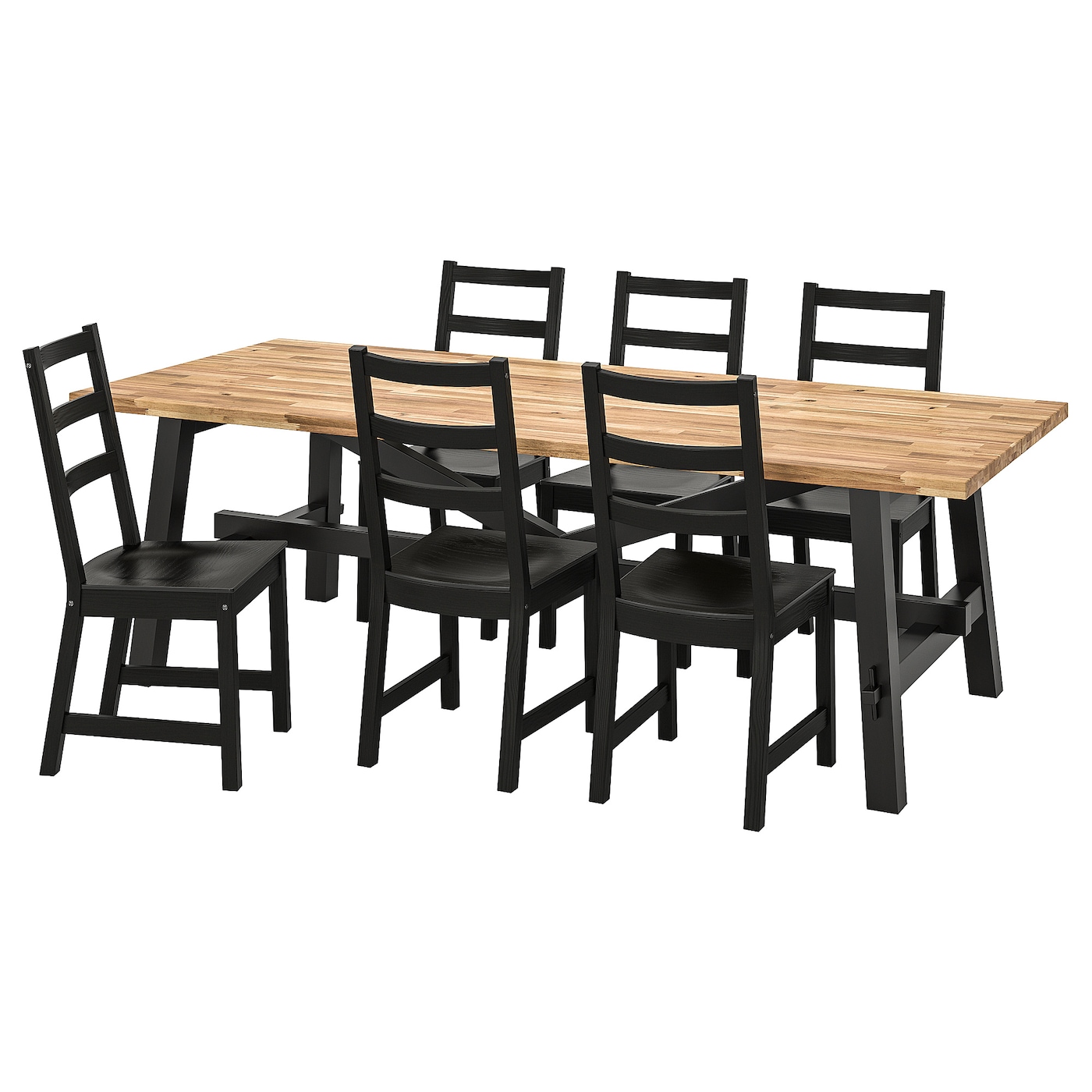 IKEA SKOGSTA / NORDVIKEN stół i 6 krzeseł, akacja/czarny, 235x100 cm