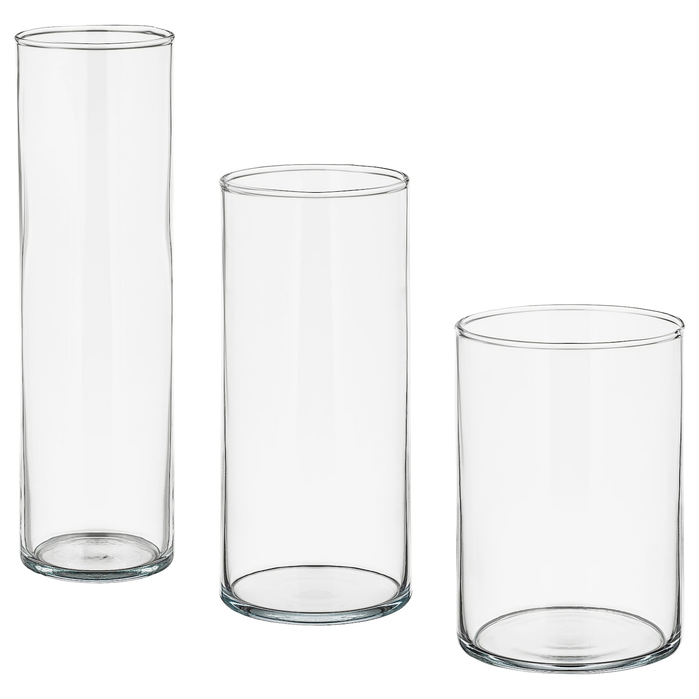 IKEA CYLINDER wazon, 3 szt, szkło bezbarwne