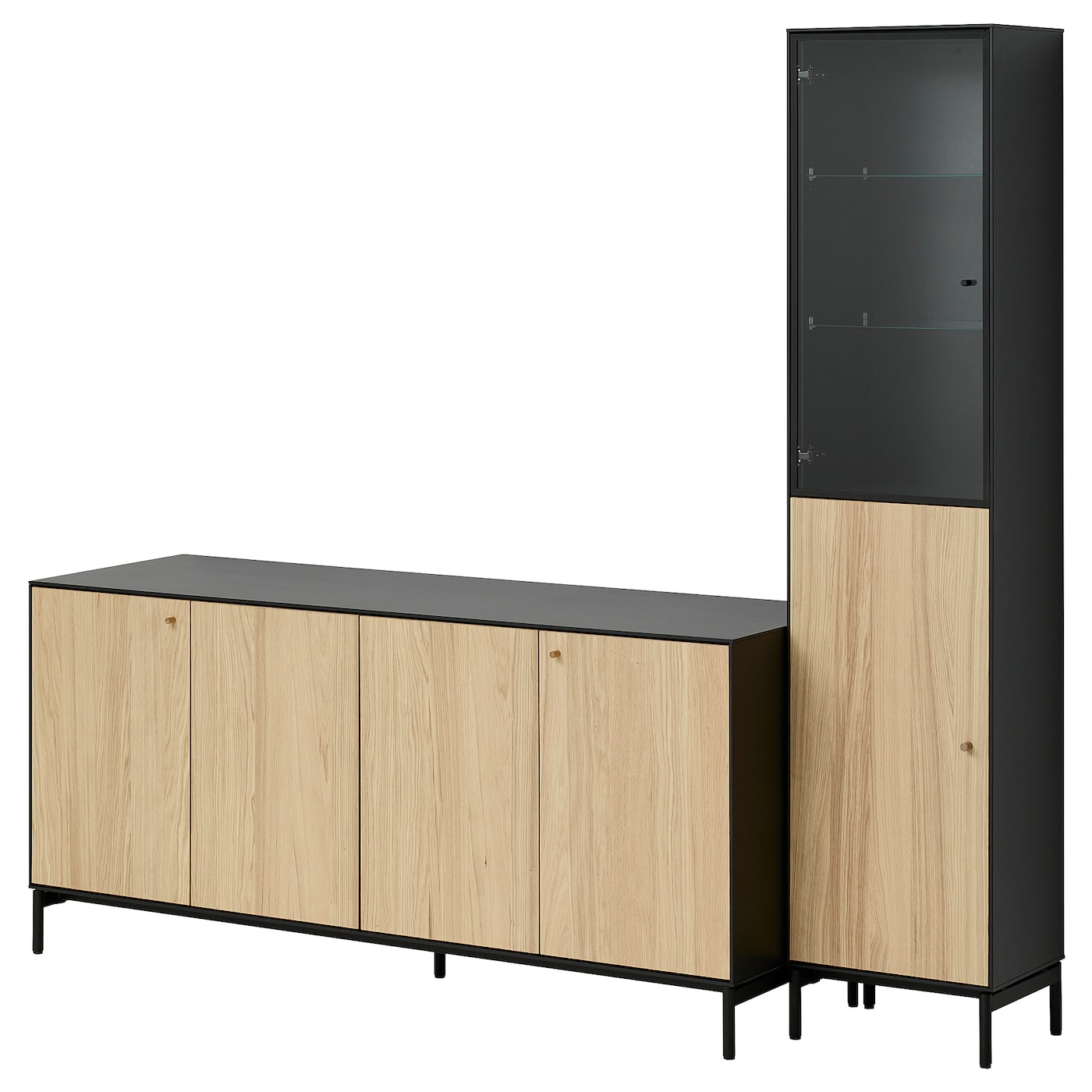 IKEA BOASTAD regał, czarny/okl dęb, 203x185 cm