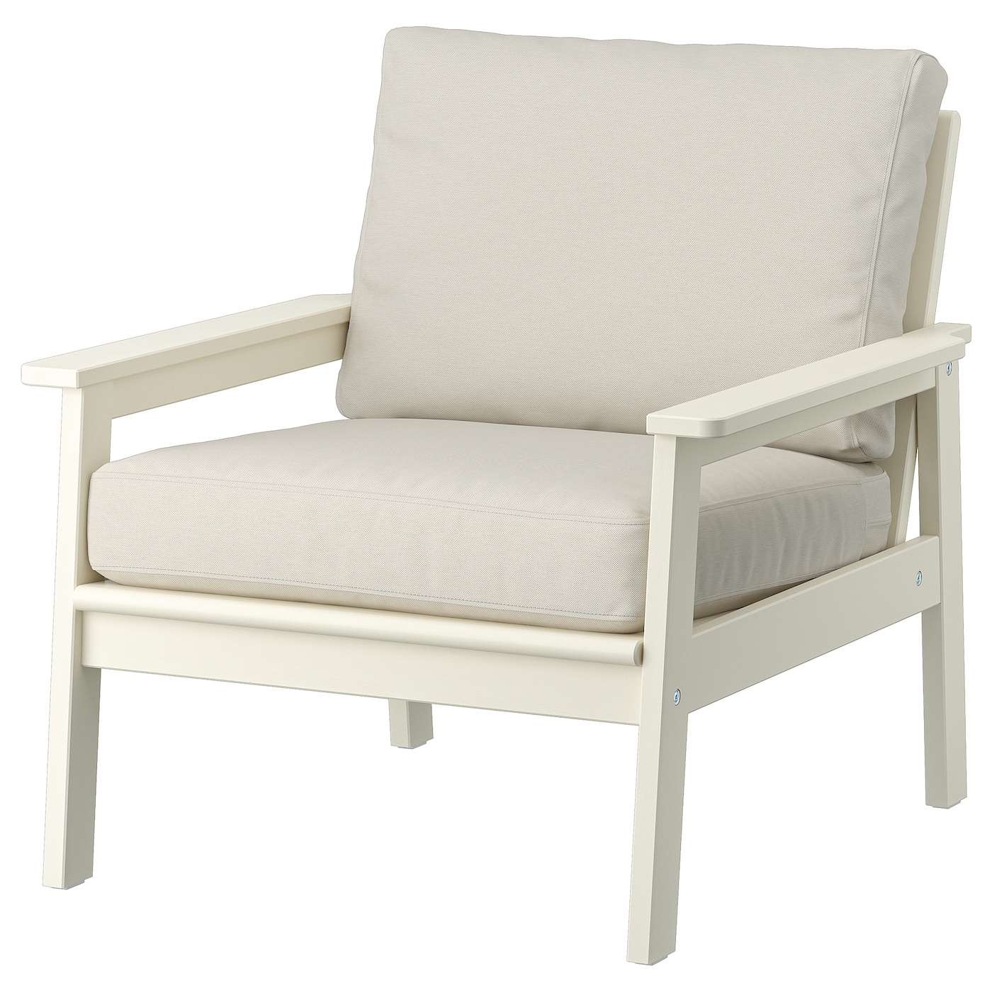IKEA BONDHOLMEN fotel ogrodowy, biały/beżowy/Frösön/Duvholmen beżowy, Szerokość: 77 cm