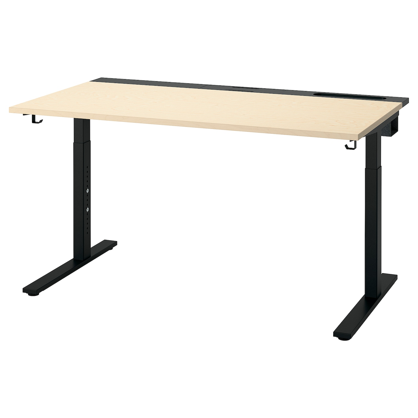 IKEA MITTZON biurko, okl brzoz/czarny, 140x80 cm