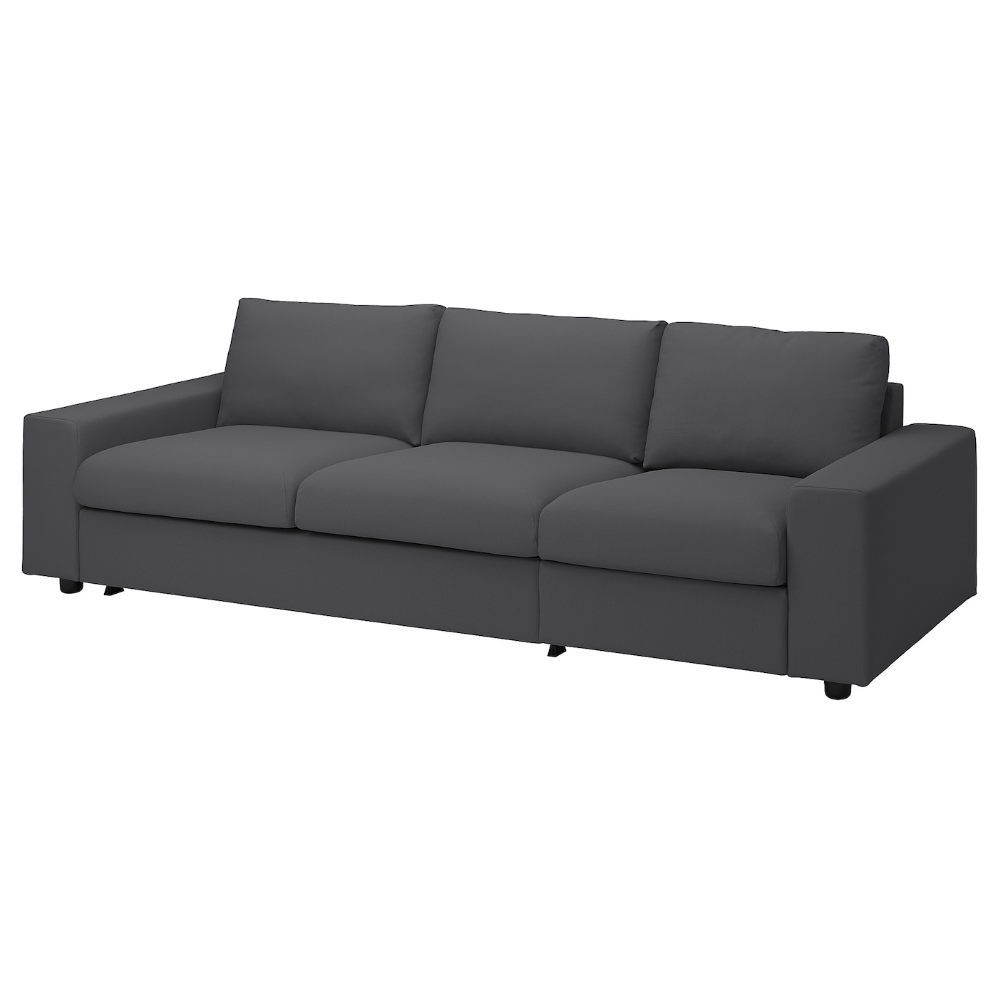 IKEA VIMLE sofa 3-osobowa, rozkładana, z szerokimi podłokietnikami/Hallarp szary, Wysokość łóżka: 53 cm
