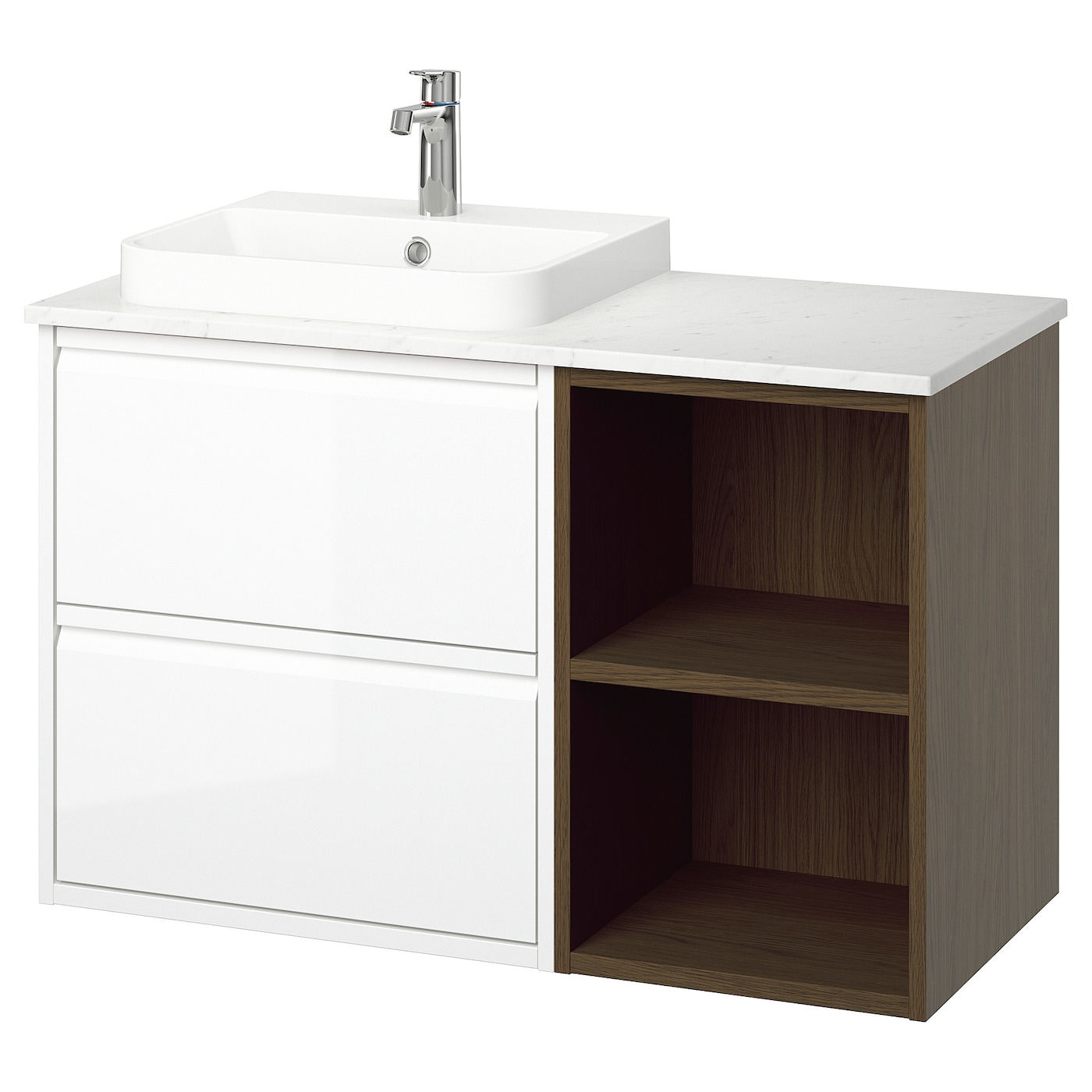 IKEA ÄNGSJÖN / BACKSJÖN szafka pod umyw/umywalka/bateria, połysk biały, 102x49x71 cm