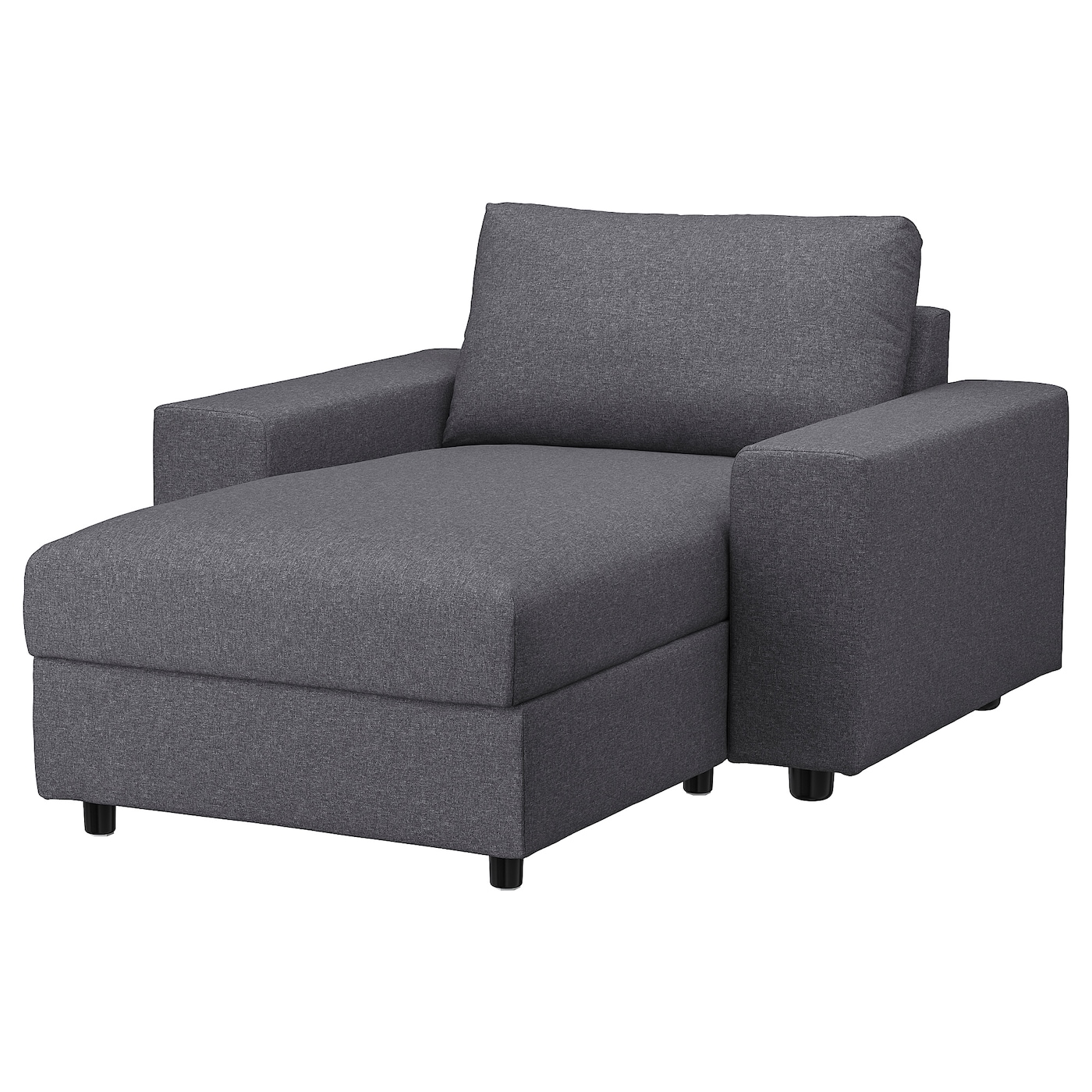 IKEA VIMLE szezlong, z szerokimi podłokietnikami/Gunnared średnioszary, Wysokość z poduchami oparcia: 83 cm
