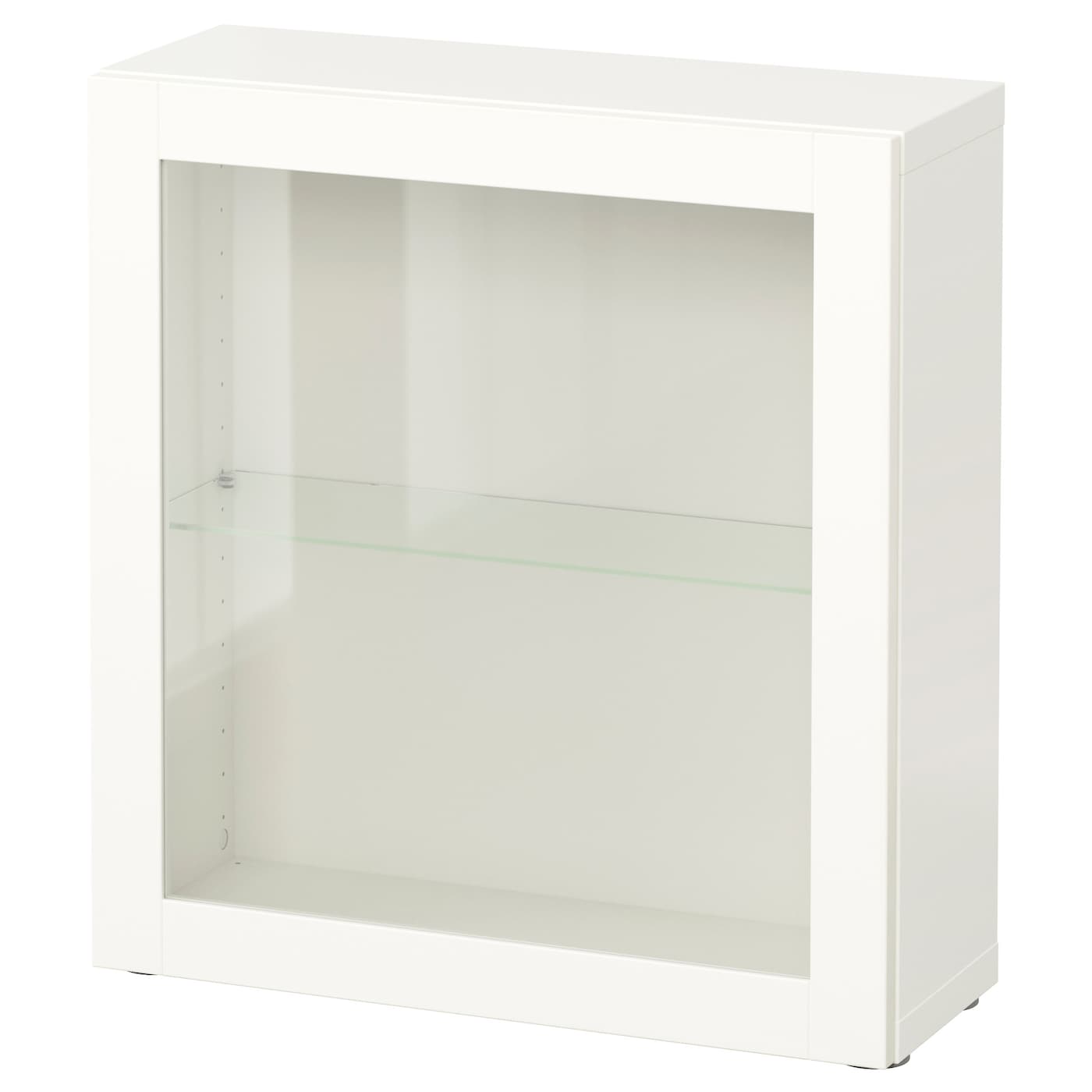 IKEA BESTÅ witryna, biały/Sindvik białe szkło przezroczyste, 60x22x64 cm