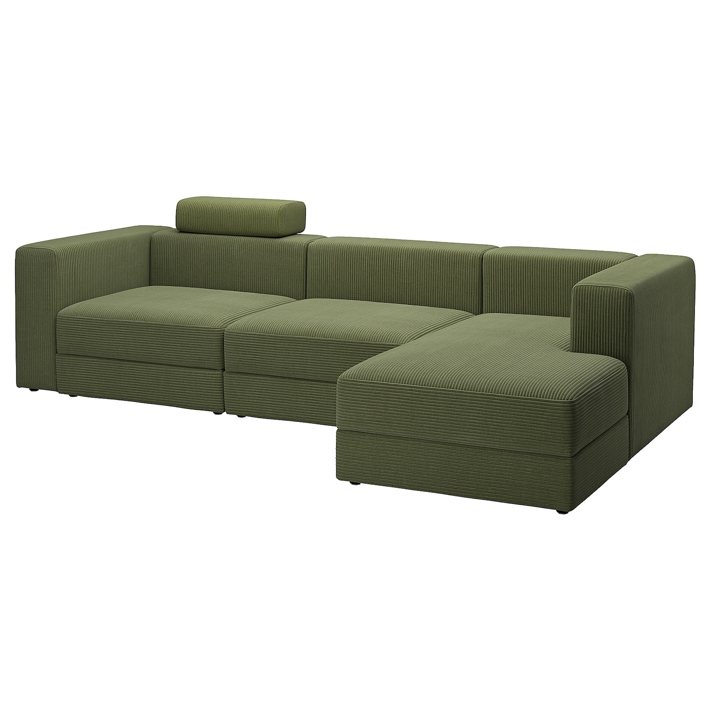 IKEA JÄTTEBO 4-osob sofa modułowa z szezlongiem, prawy z zagłówkiem/Samsala ciemny żółto-zielony, Szerokość: 310 cm
