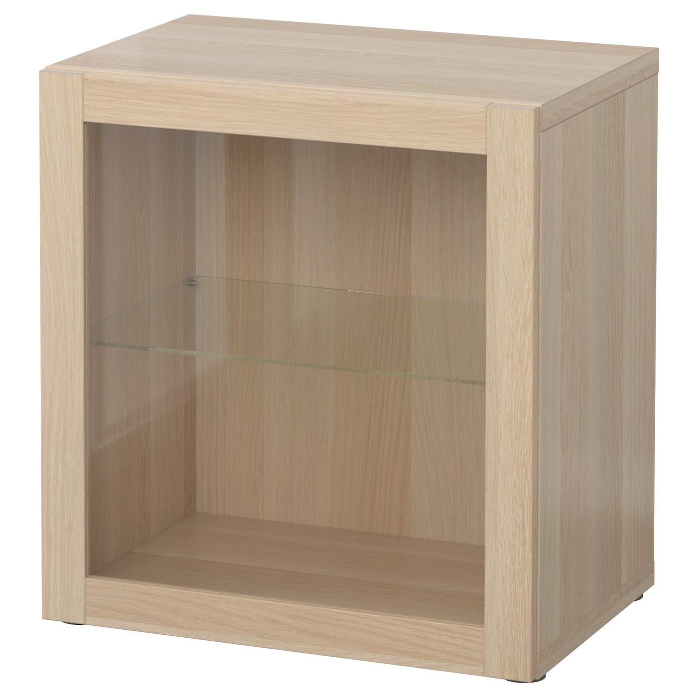 IKEA BESTÅ witryna, imitacja dębu bejcowanego na biało/Sindvik dąb bejcowany biało szk bezbarwne, 60x42x64 cm